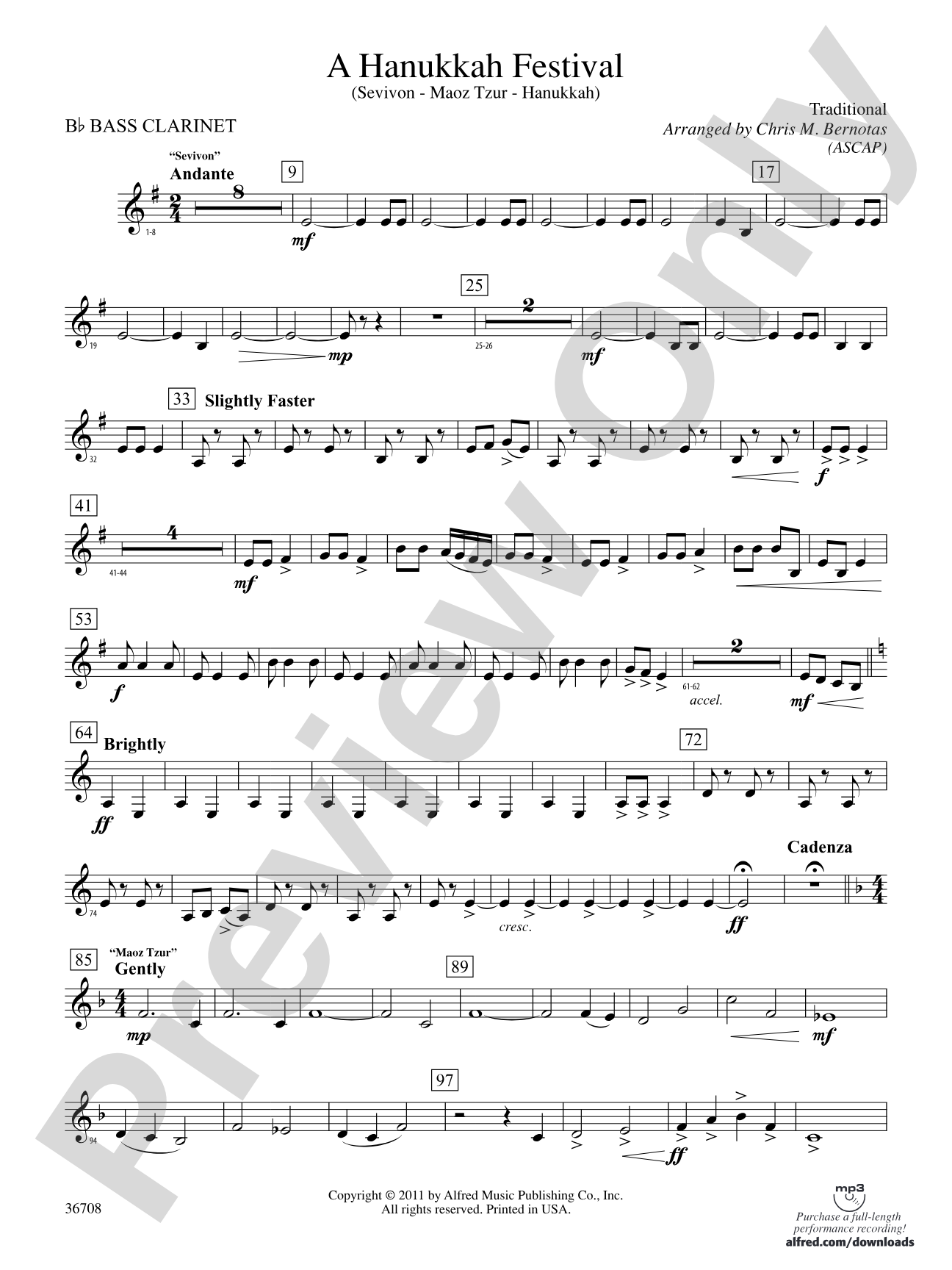 A Hanukkah Festival: B-flat Bass Clarinet