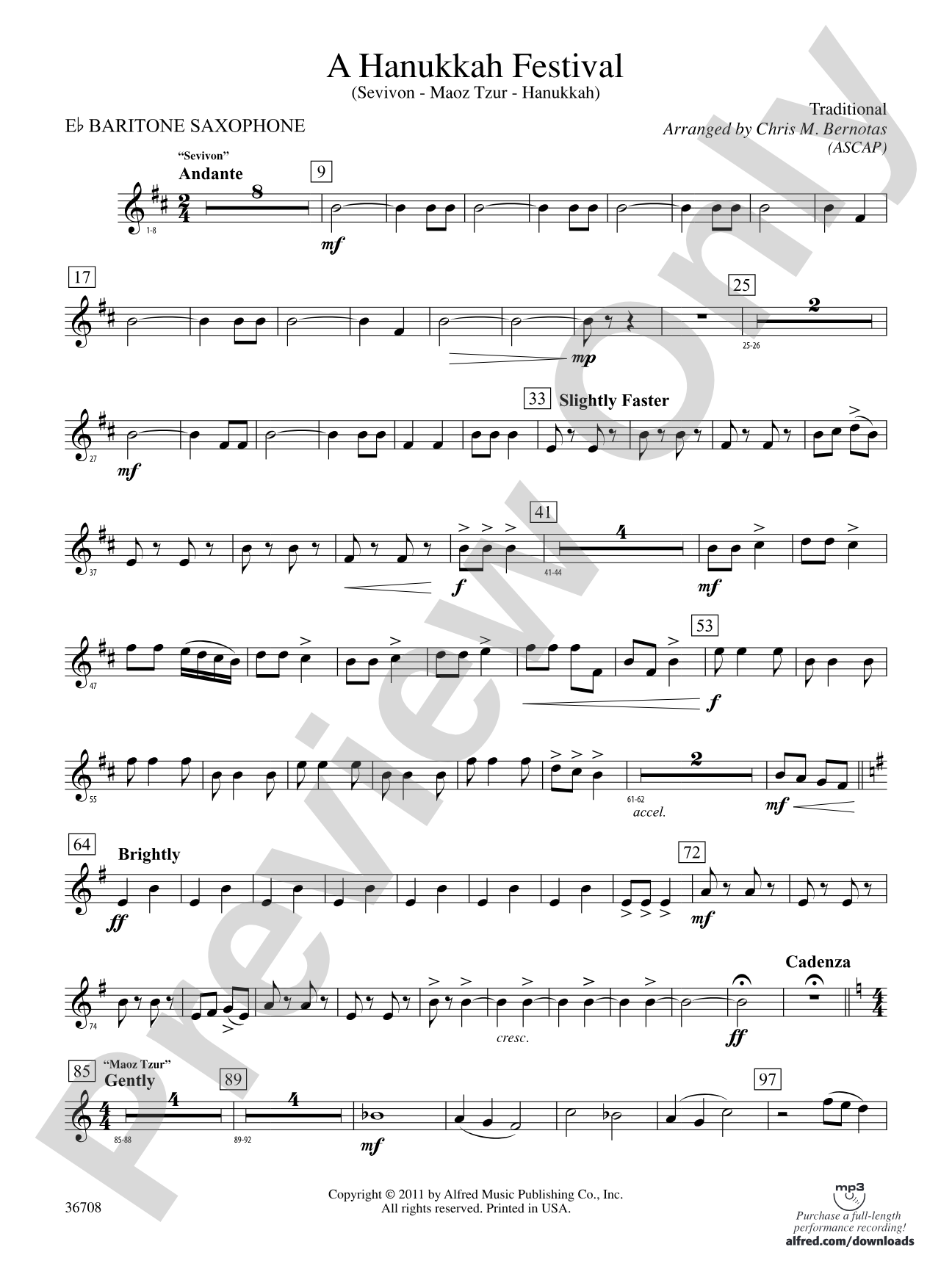A Hanukkah Festival: E-flat Baritone Saxophone