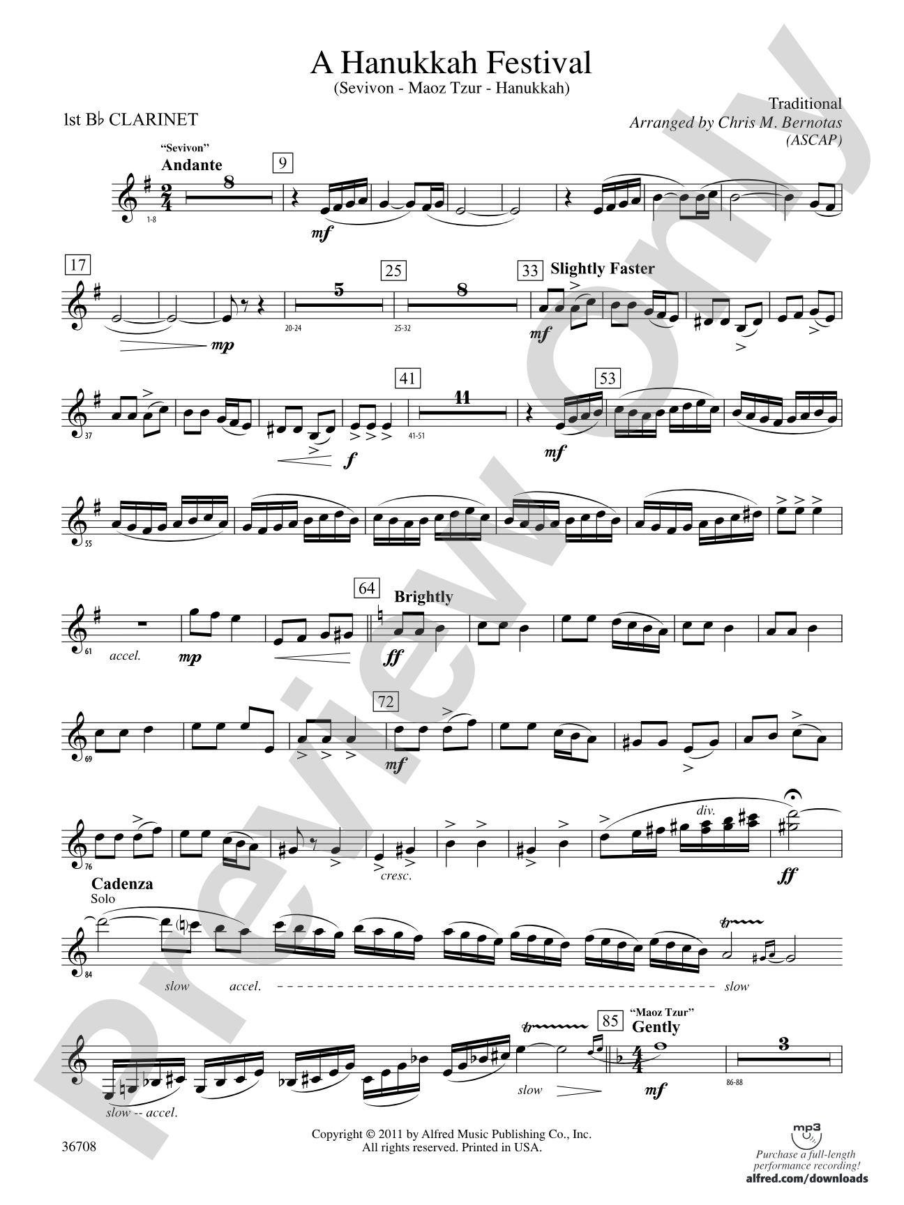 A Hanukkah Festival: 1st B-flat Clarinet