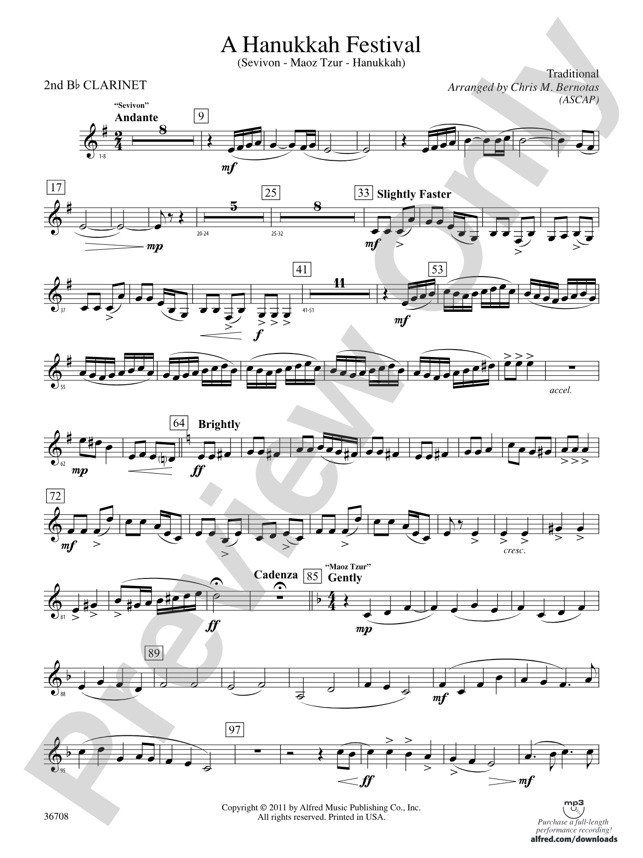 A Hanukkah Festival: 2nd B-flat Clarinet