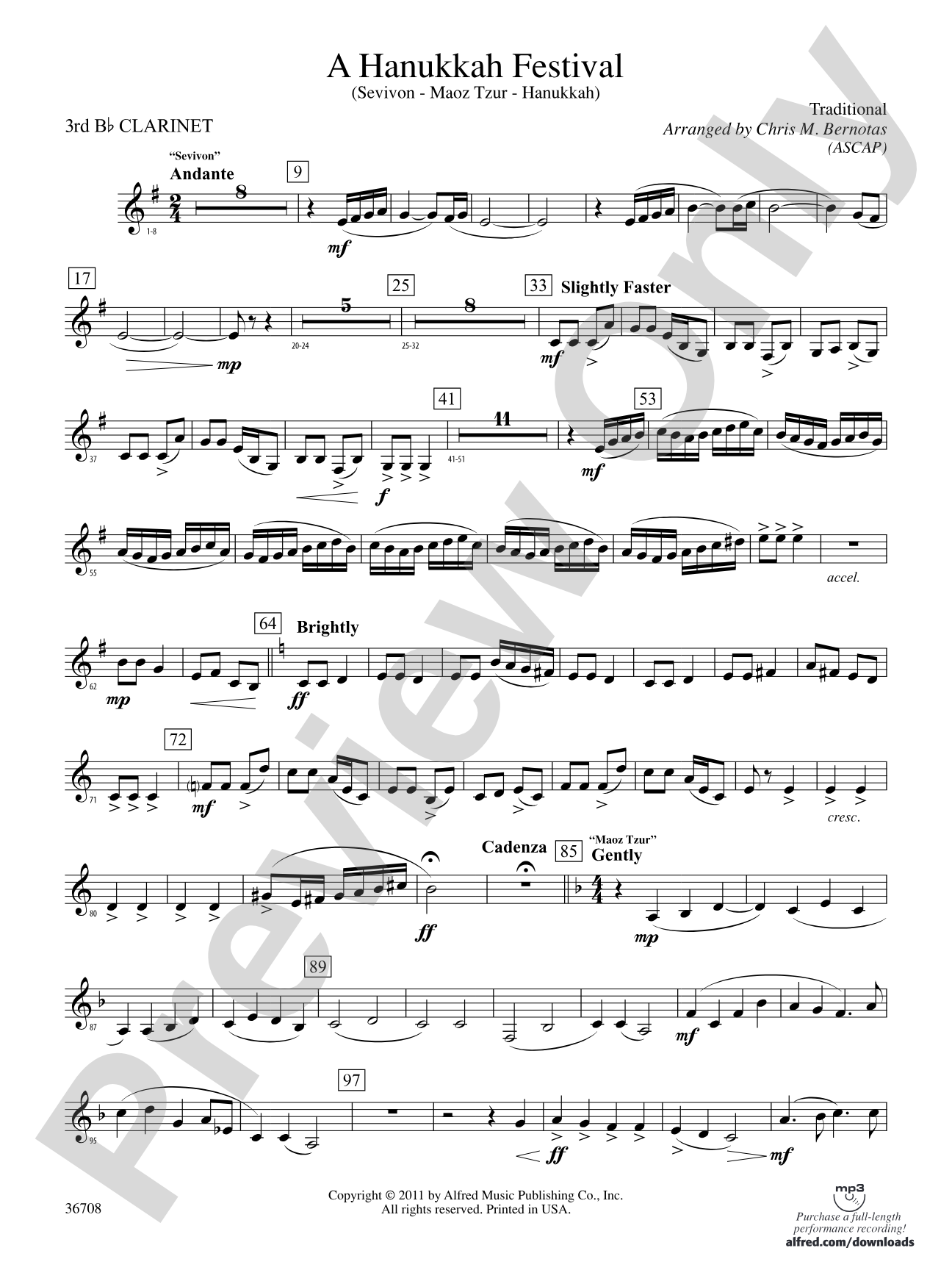 A Hanukkah Festival: 3rd B-flat Clarinet