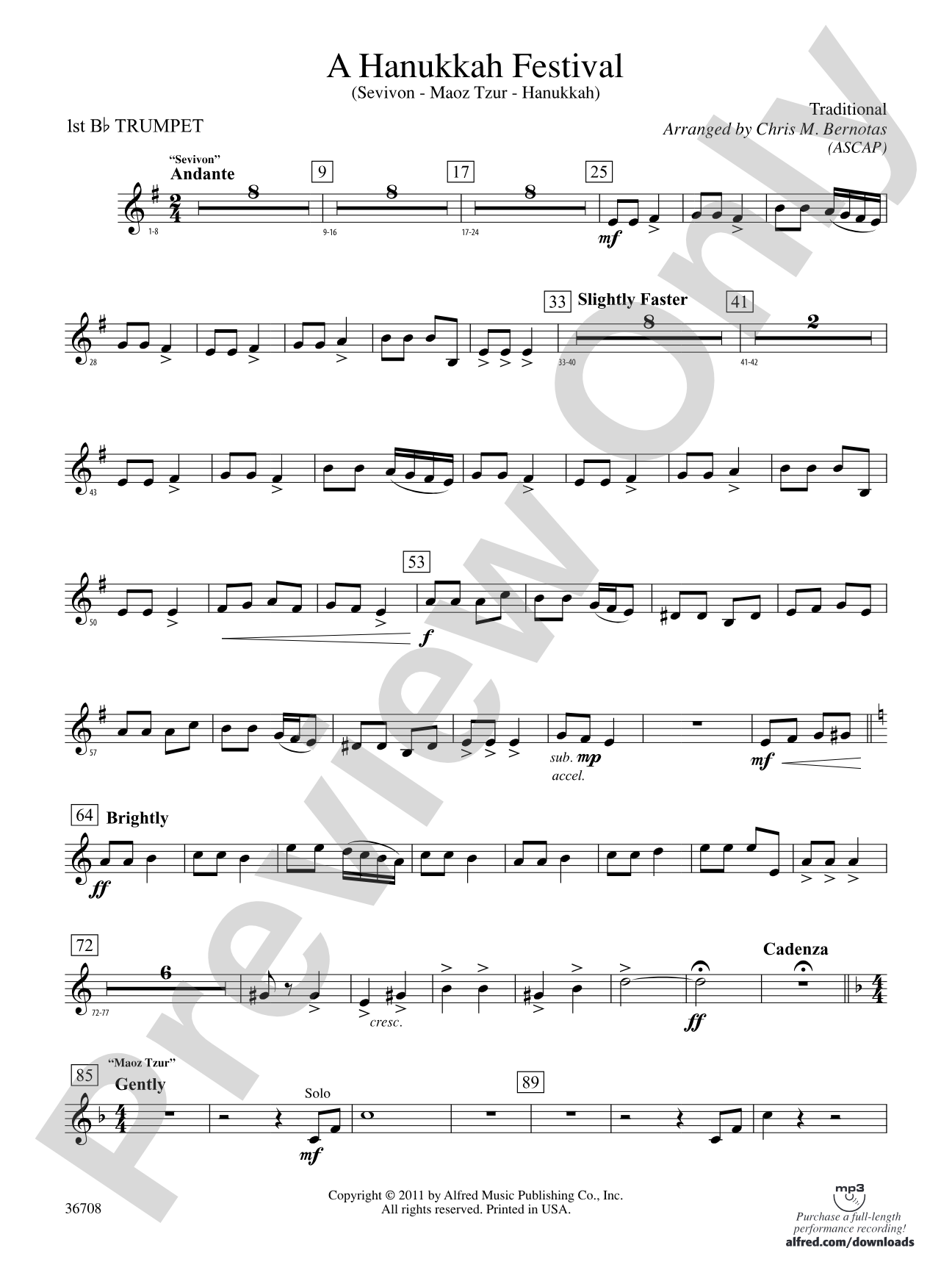 A Hanukkah Festival: 1st B-flat Trumpet