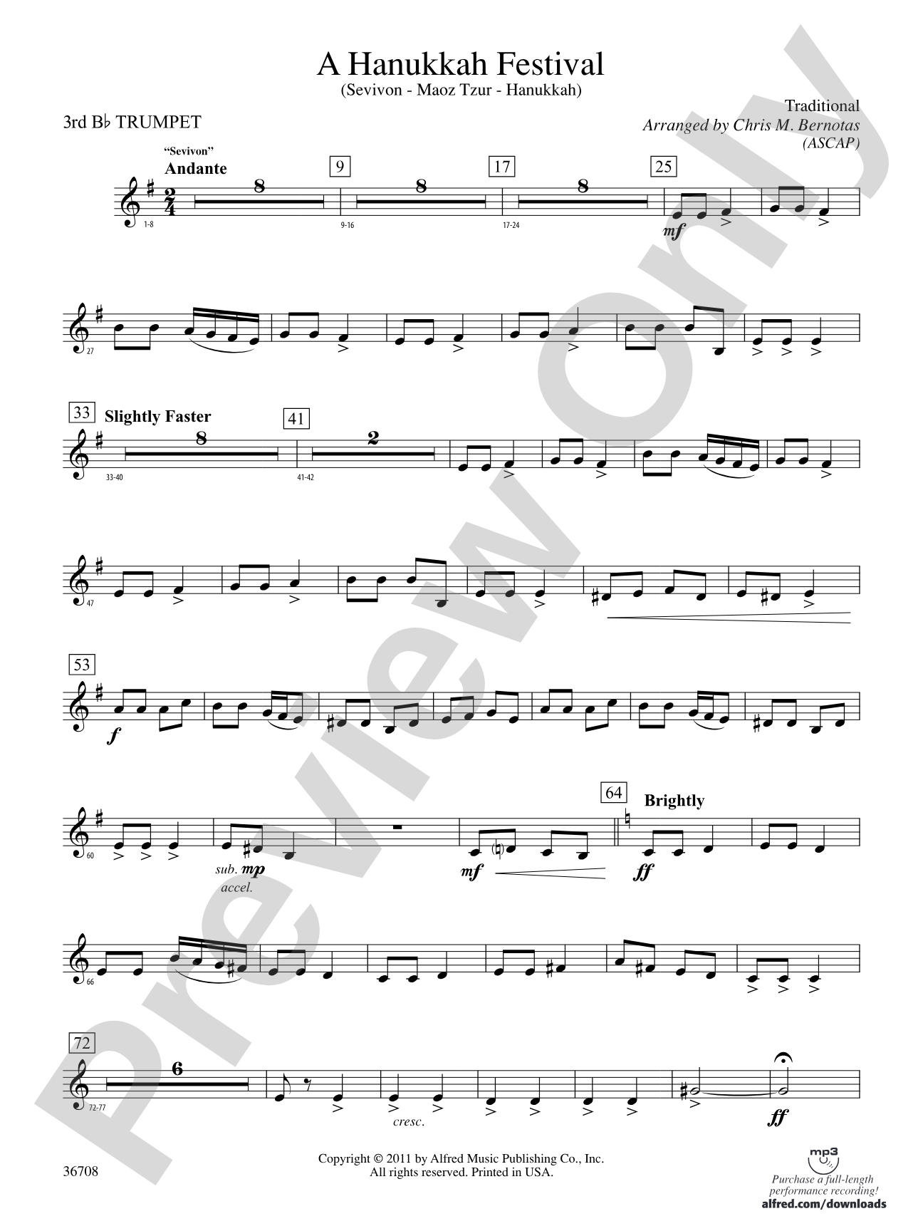 A Hanukkah Festival: 3rd B-flat Trumpet