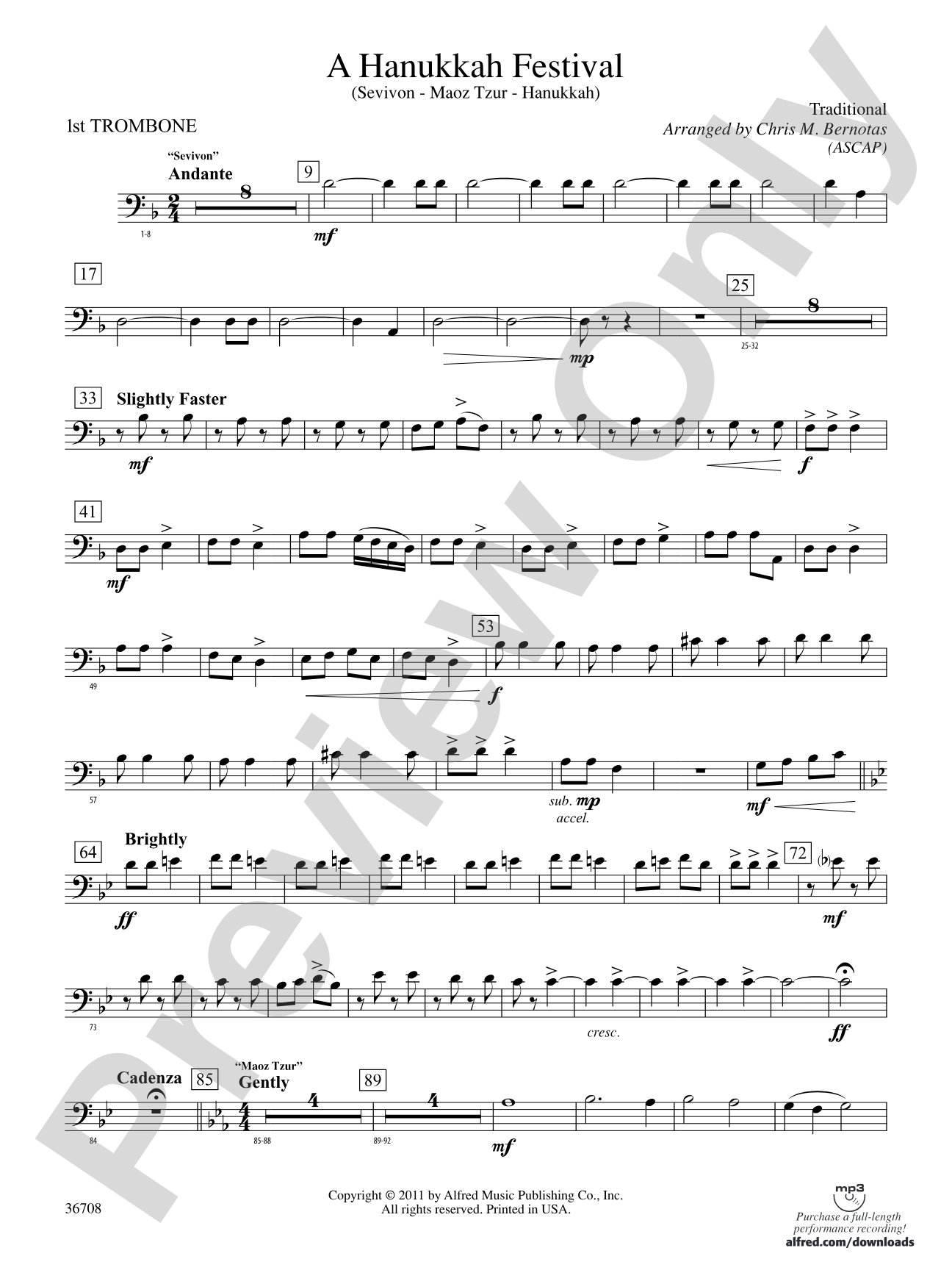 A Hanukkah Festival: 1st Trombone