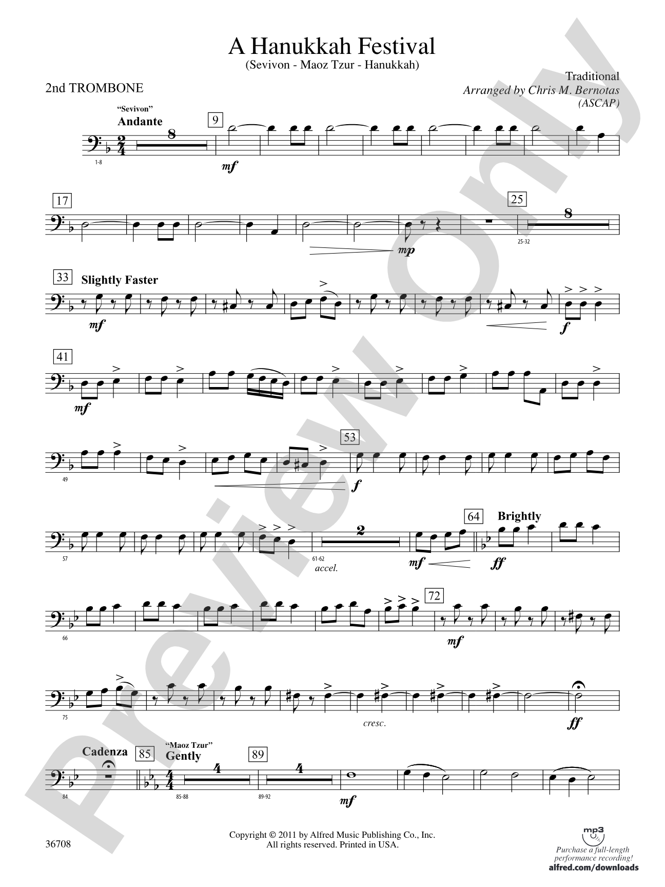 A Hanukkah Festival: 2nd Trombone