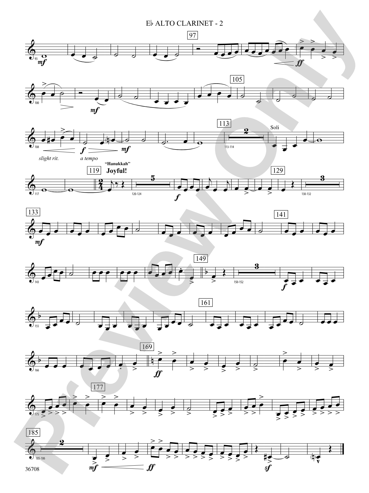 A Hanukkah Festival: (wp) E-flat Alto Clarinet
