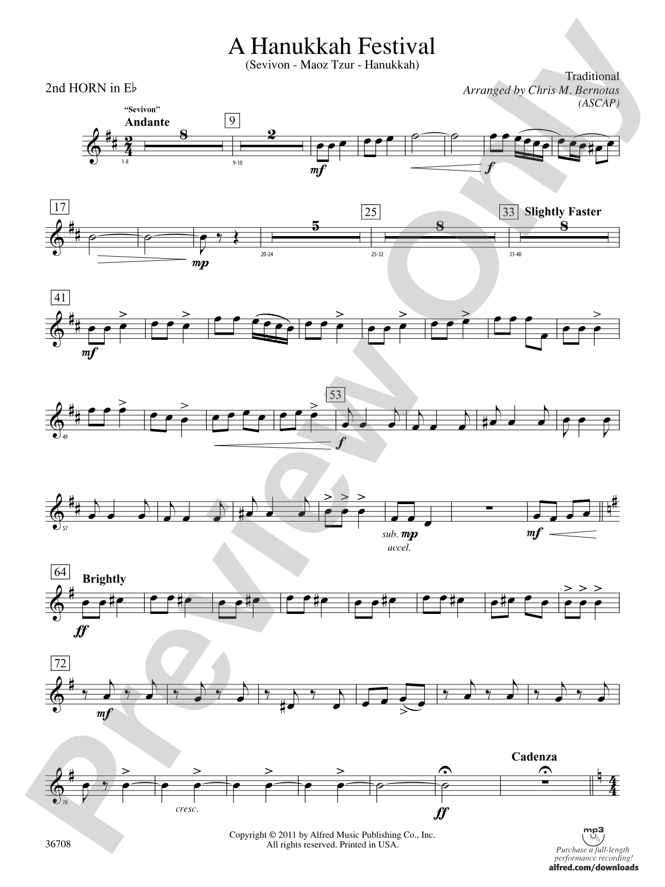 A Hanukkah Festival: (wp) 2nd Horn in E-flat