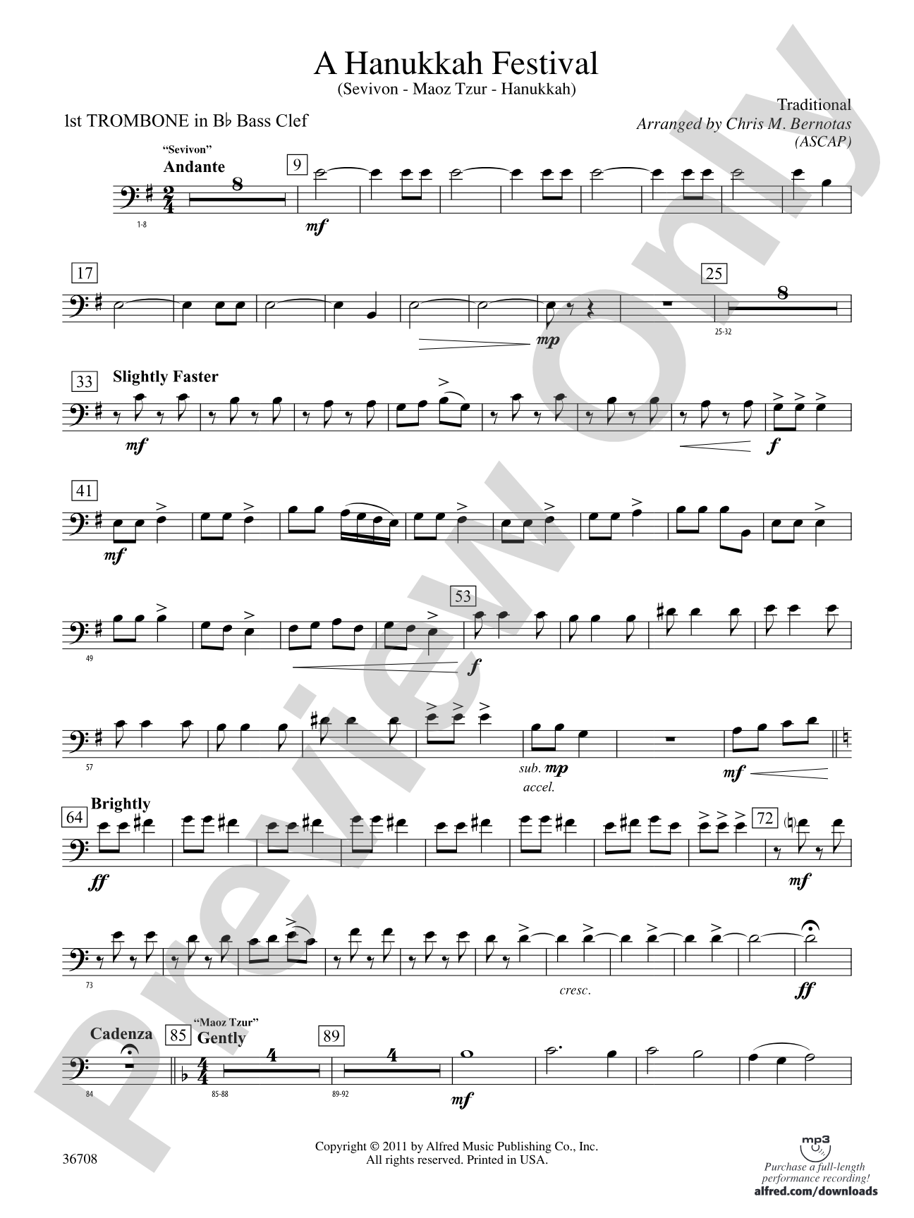 A Hanukkah Festival: (wp) 1st B-flat Trombone B.C.