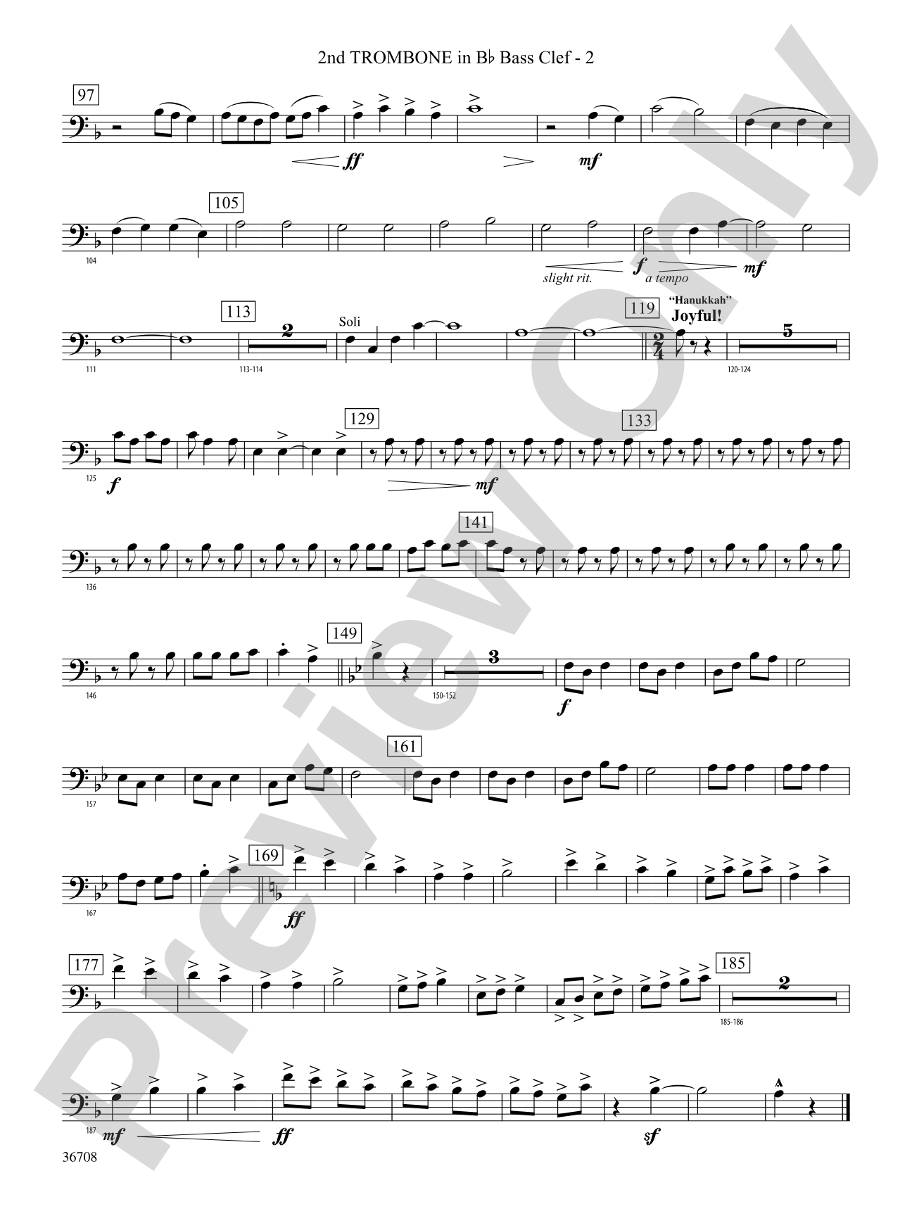 A Hanukkah Festival: (wp) 2nd B-flat Trombone B.C.