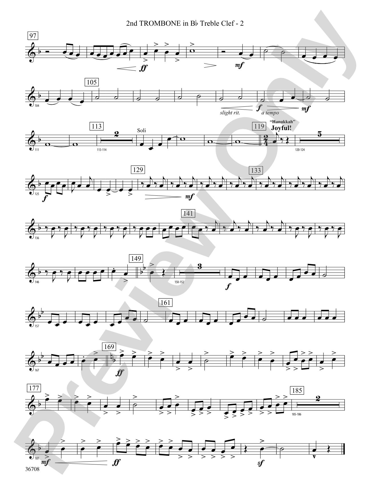 A Hanukkah Festival: (wp) 2nd B-flat Trombone T.C.