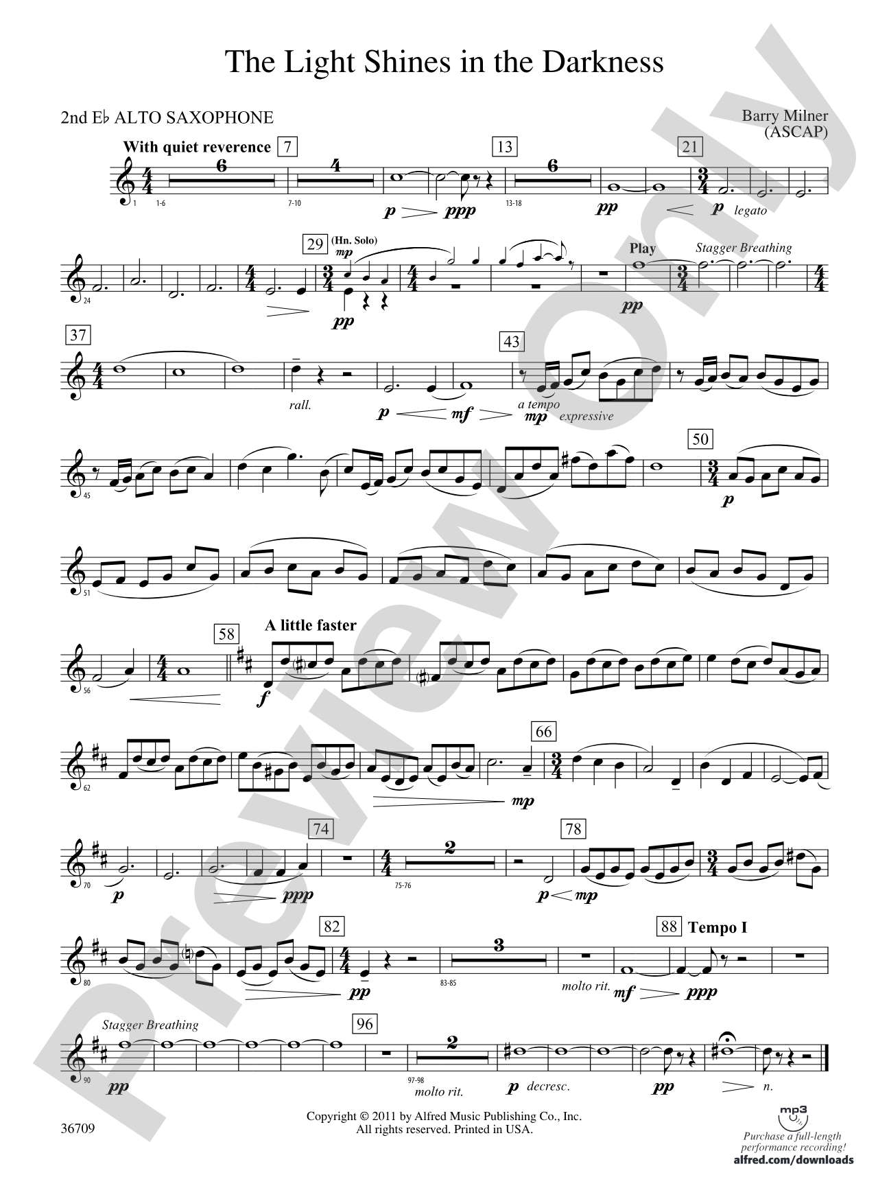 The Light Shines in the Darkness: 2nd E-flat Alto Saxophone