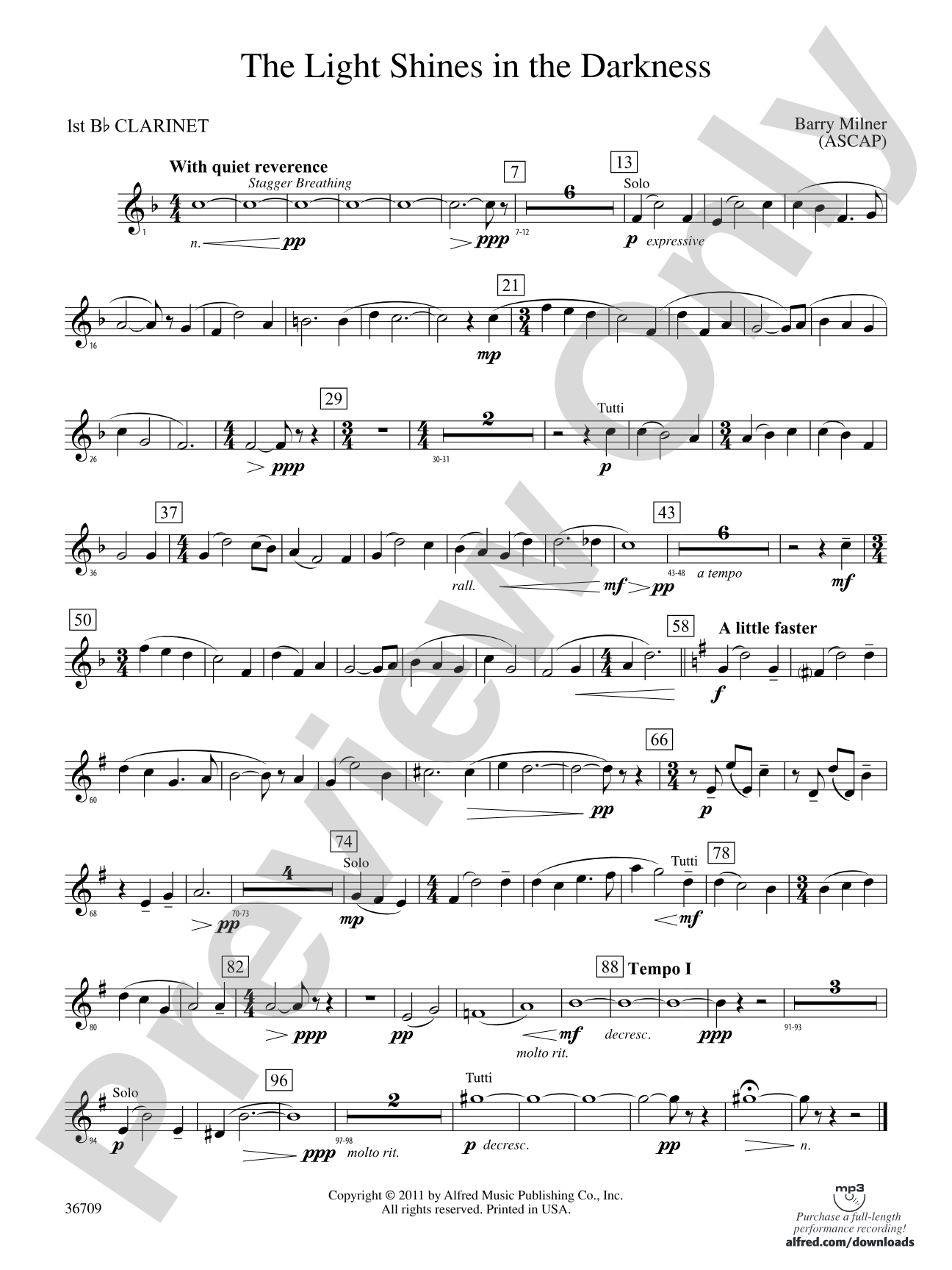 The Light Shines in the Darkness: 1st B-flat Clarinet