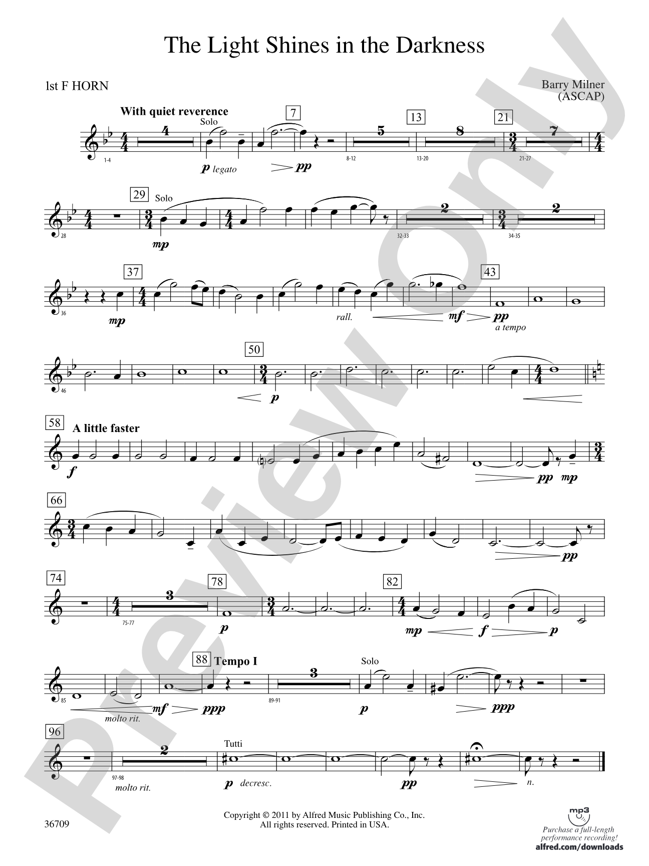 The Light Shines in the Darkness: 1st F Horn