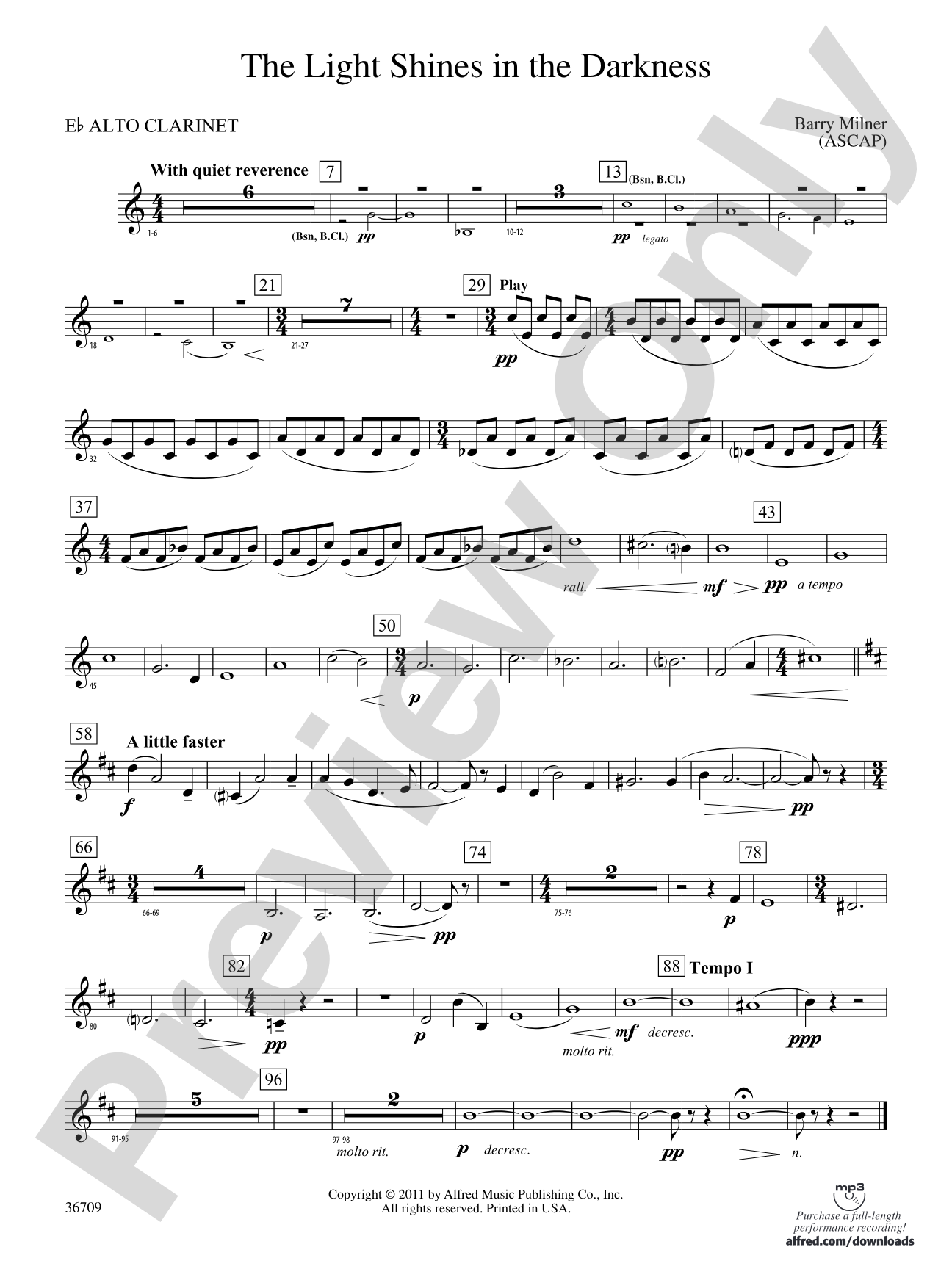 The Light Shines in the Darkness: (wp) E-flat Alto Clarinet