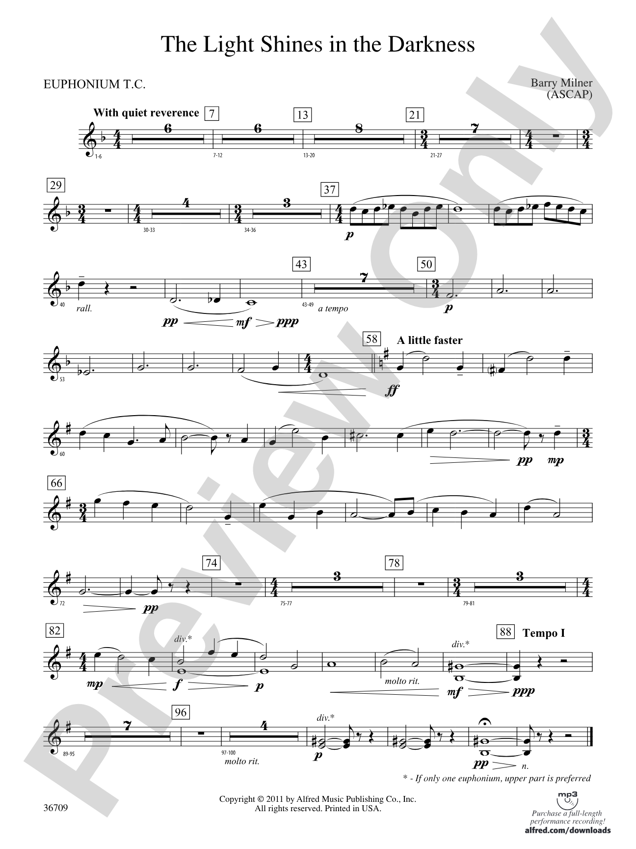 The Light Shines in the Darkness: (wp) Baritone T.C.