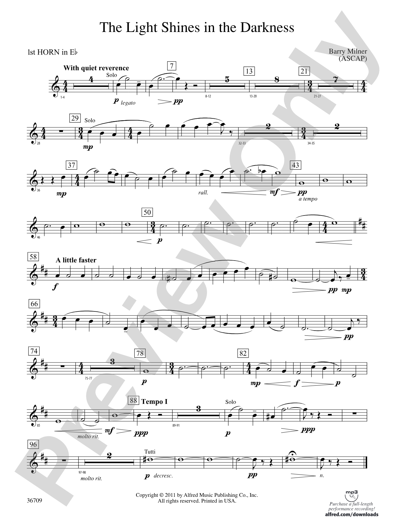 The Light Shines in the Darkness: (wp) 1st Horn in E-flat