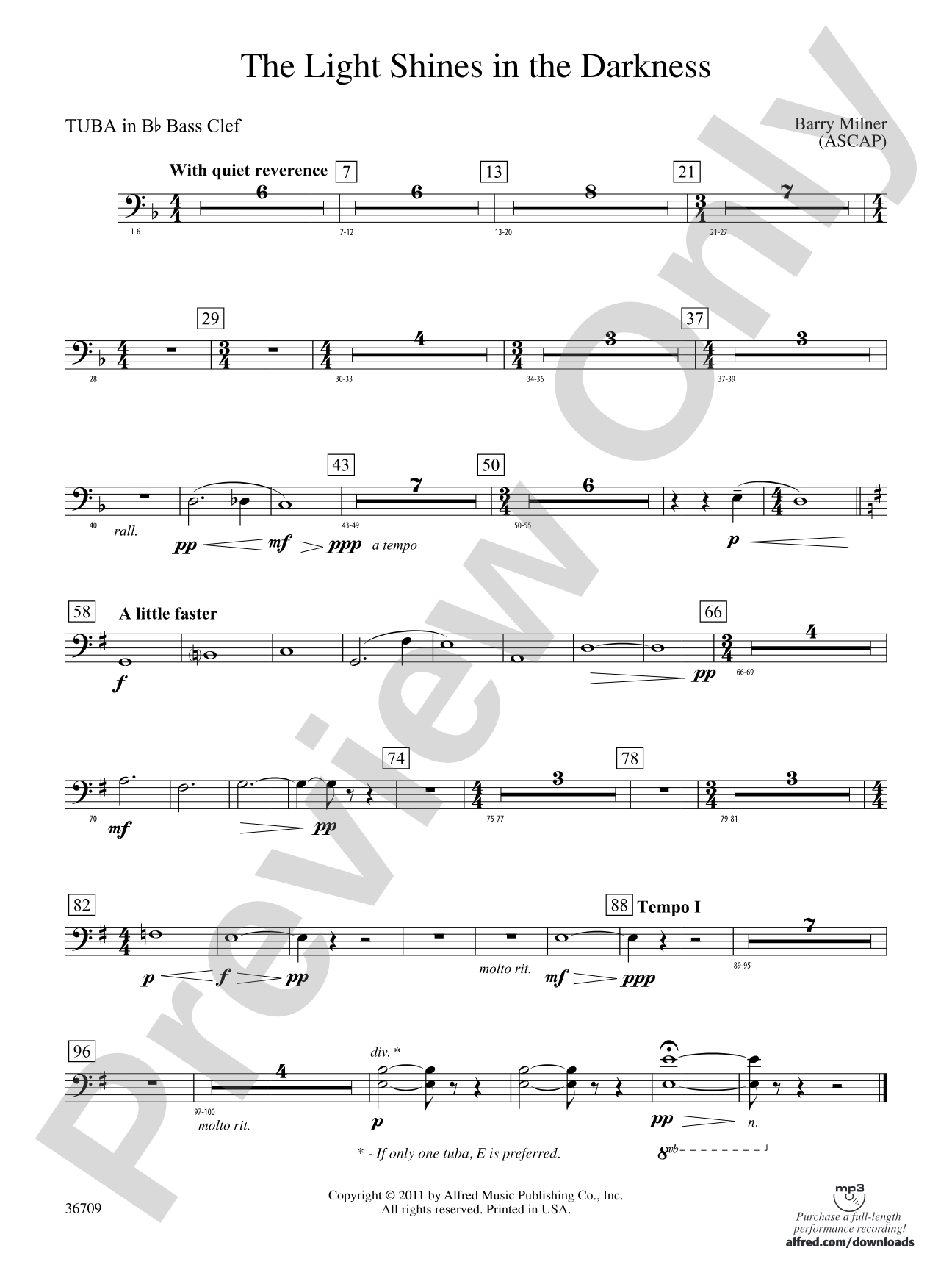 The Light Shines in the Darkness: (wp) B-flat Tuba B.C.