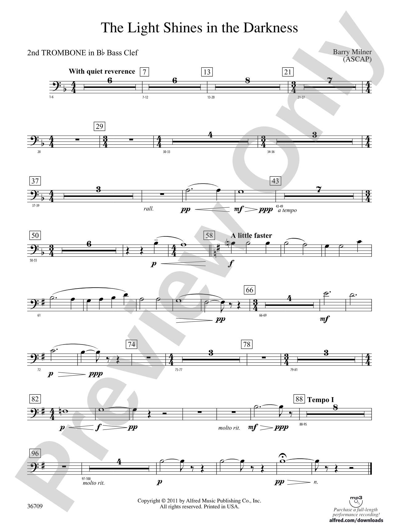The Light Shines in the Darkness: (wp) 2nd B-flat Trombone B.C.