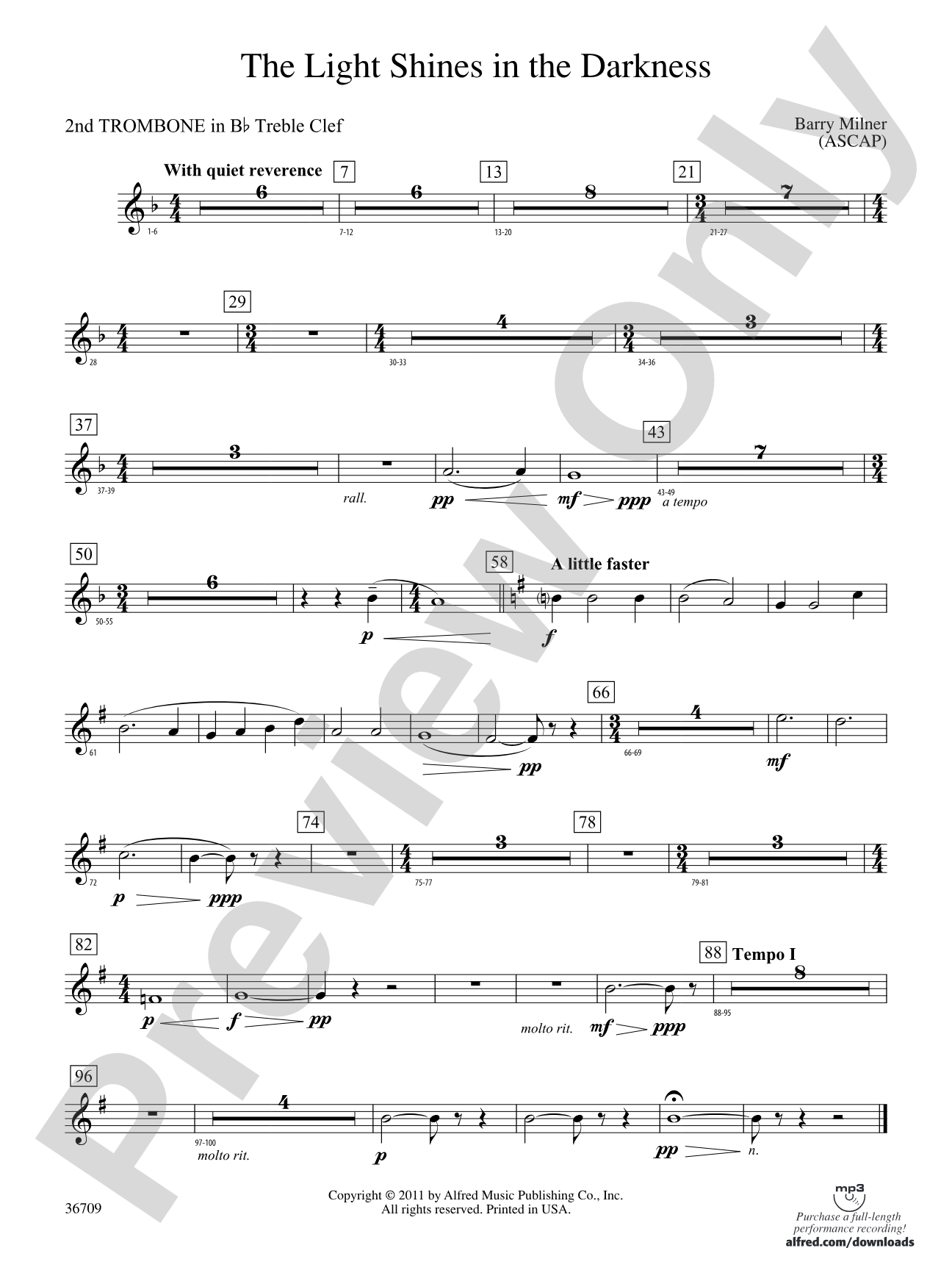 The Light Shines in the Darkness: (wp) 2nd B-flat Trombone T.C.