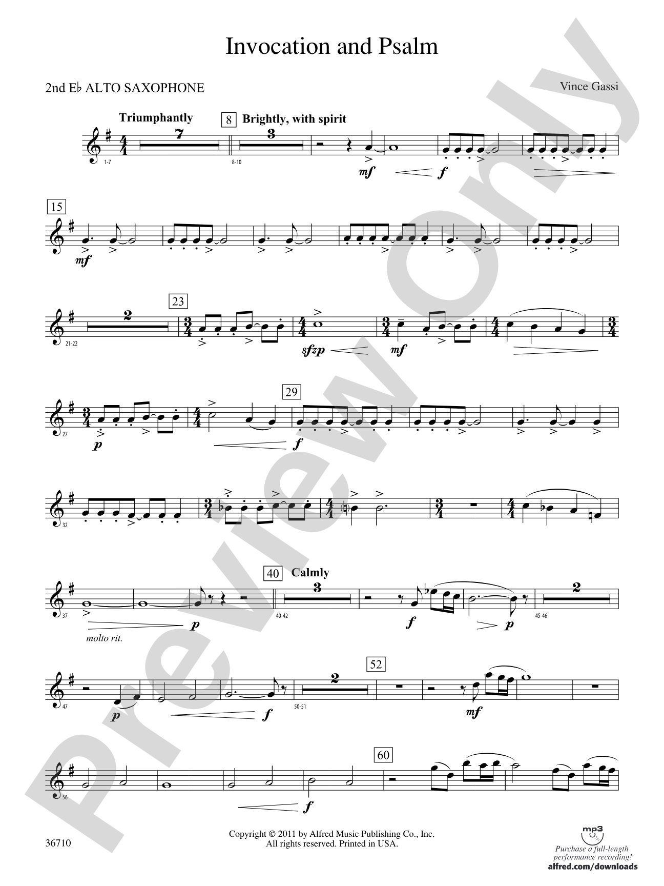 Invocation and Psalm: 2nd E-flat Alto Saxophone