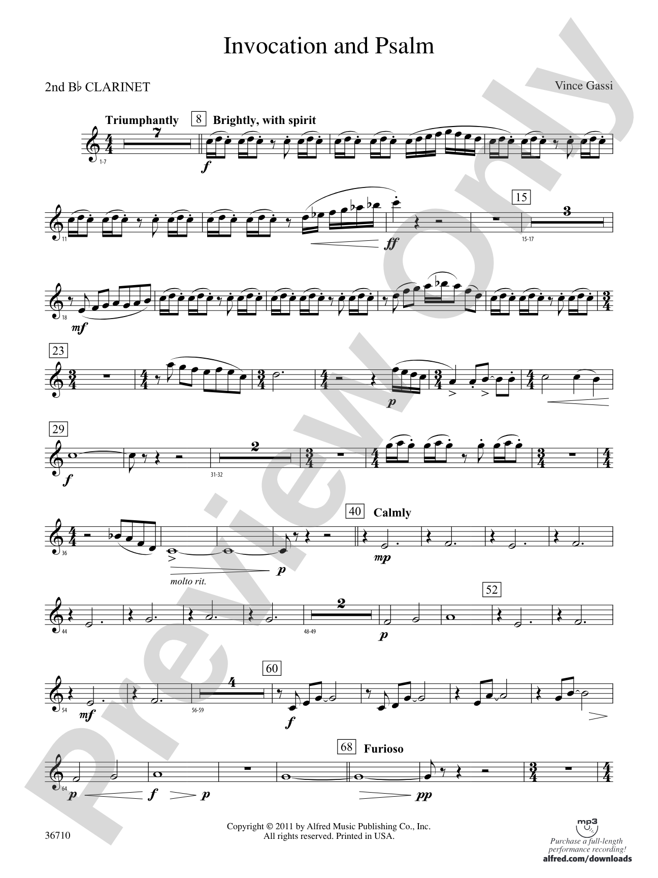 Invocation and Psalm: 2nd B-flat Clarinet