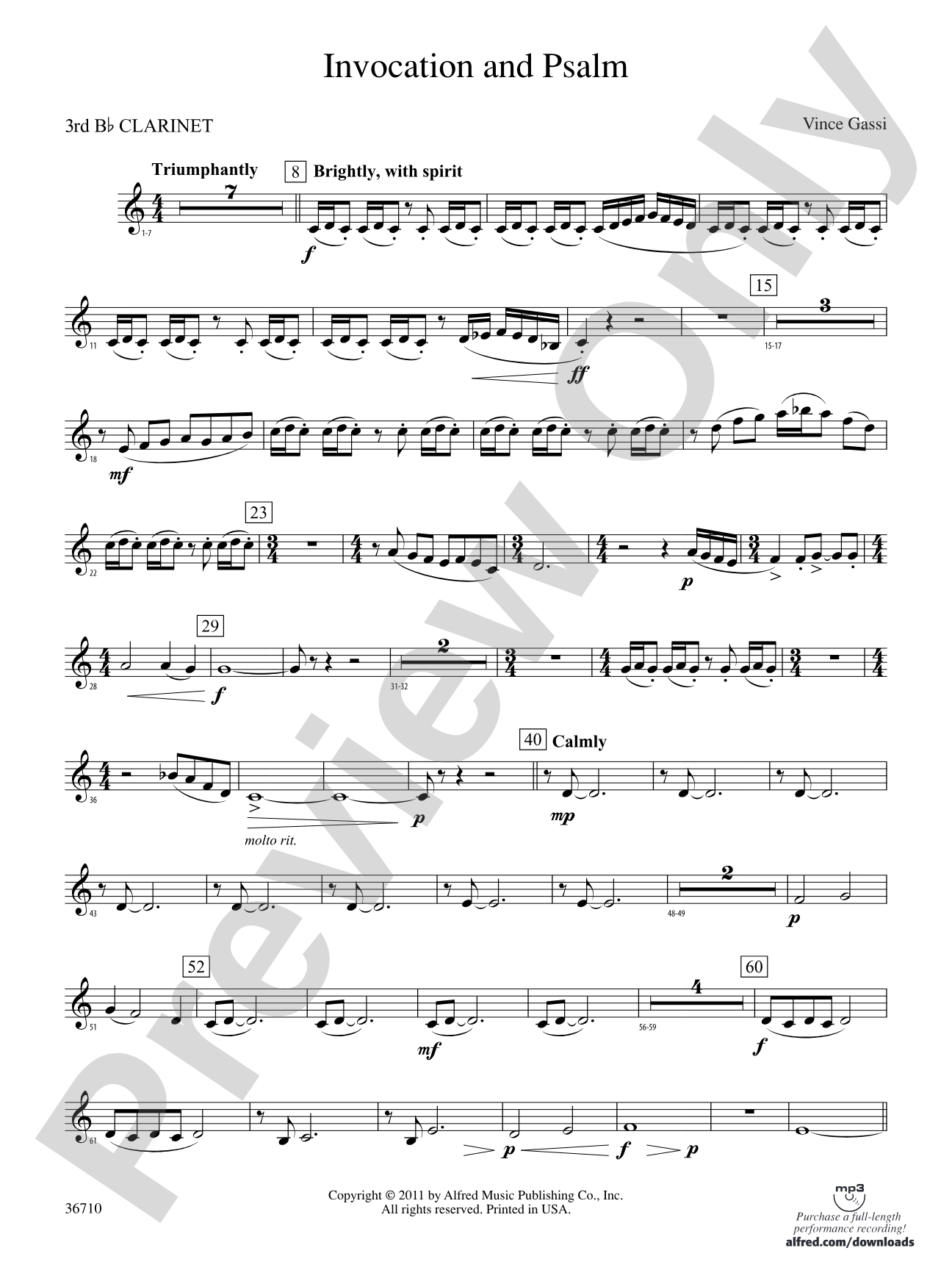 Invocation and Psalm: 3rd B-flat Clarinet