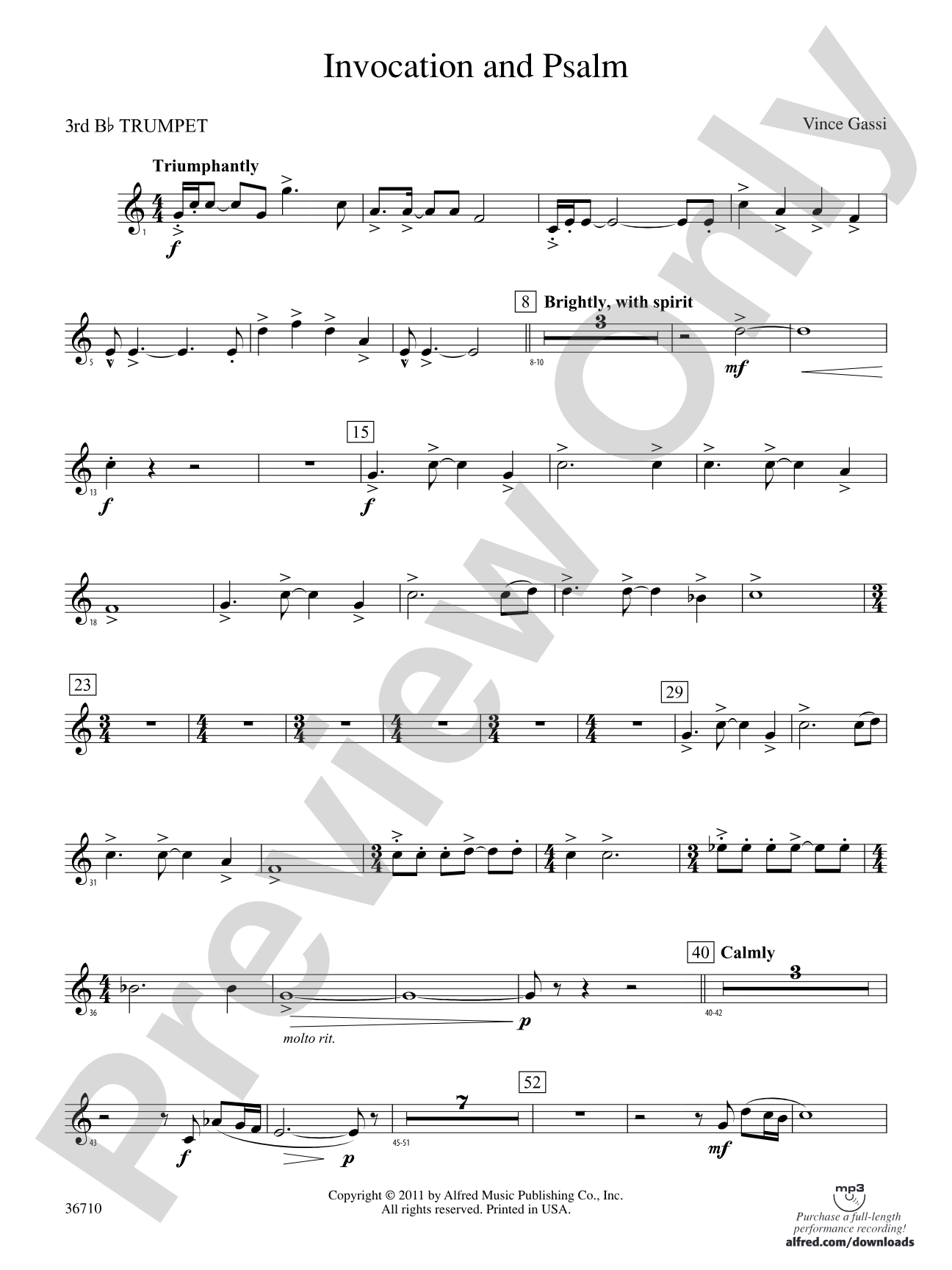 Invocation and Psalm: 3rd B-flat Trumpet