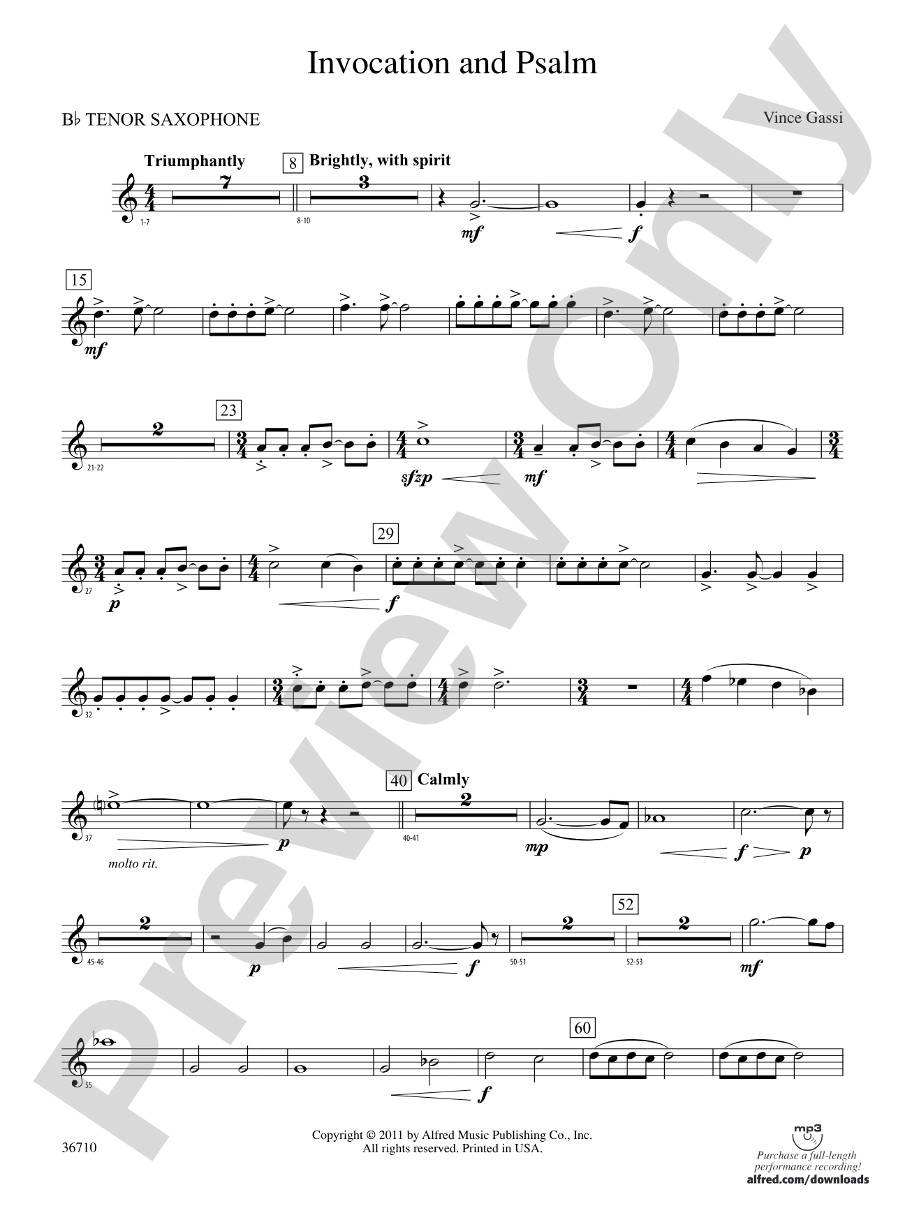 Invocation and Psalm: B-flat Tenor Saxophone