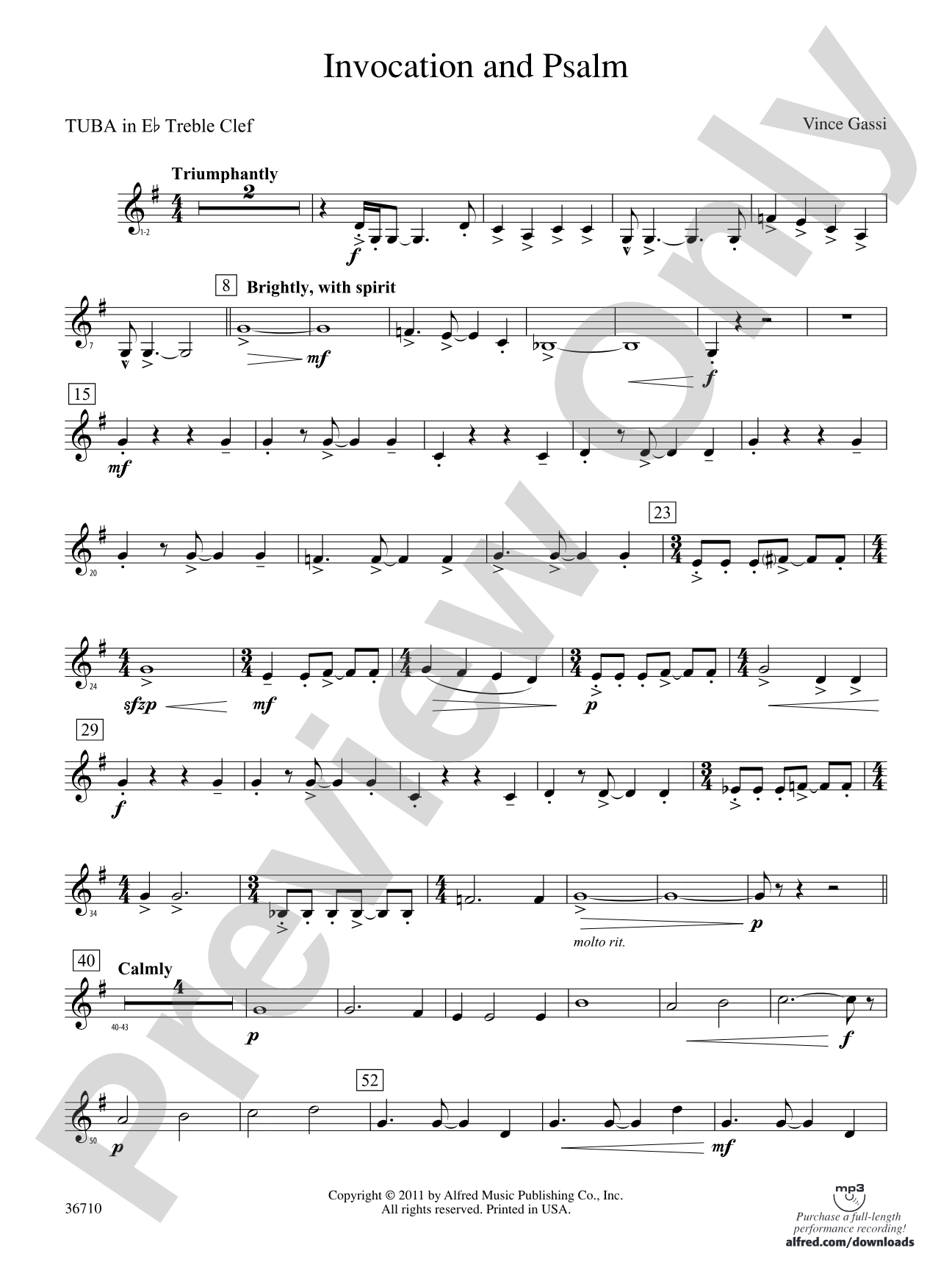 Invocation and Psalm: (wp) E-flat Tuba T.C.