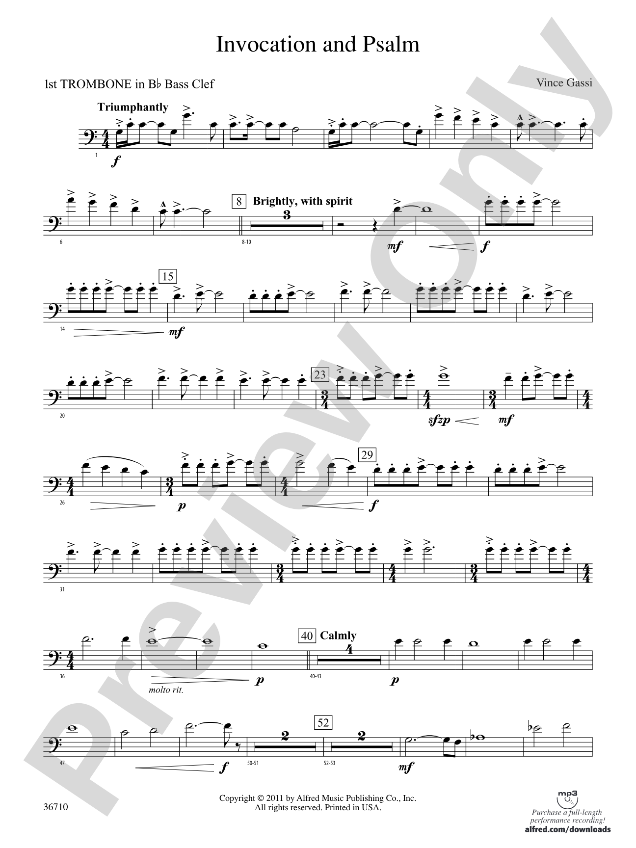 Invocation and Psalm: (wp) 1st B-flat Trombone B.C.
