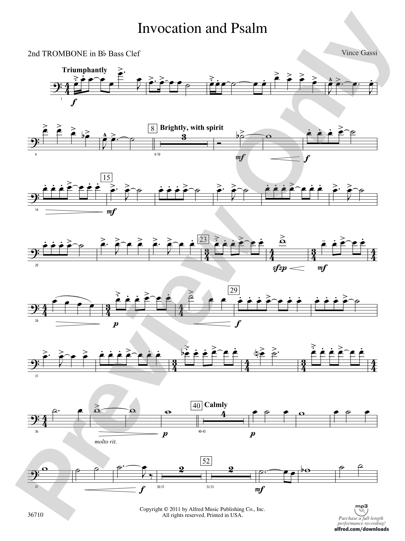Invocation and Psalm: (wp) 2nd B-flat Trombone B.C.