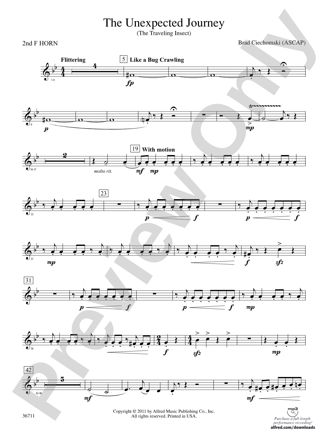 The Unexpected Journey: 2nd F Horn