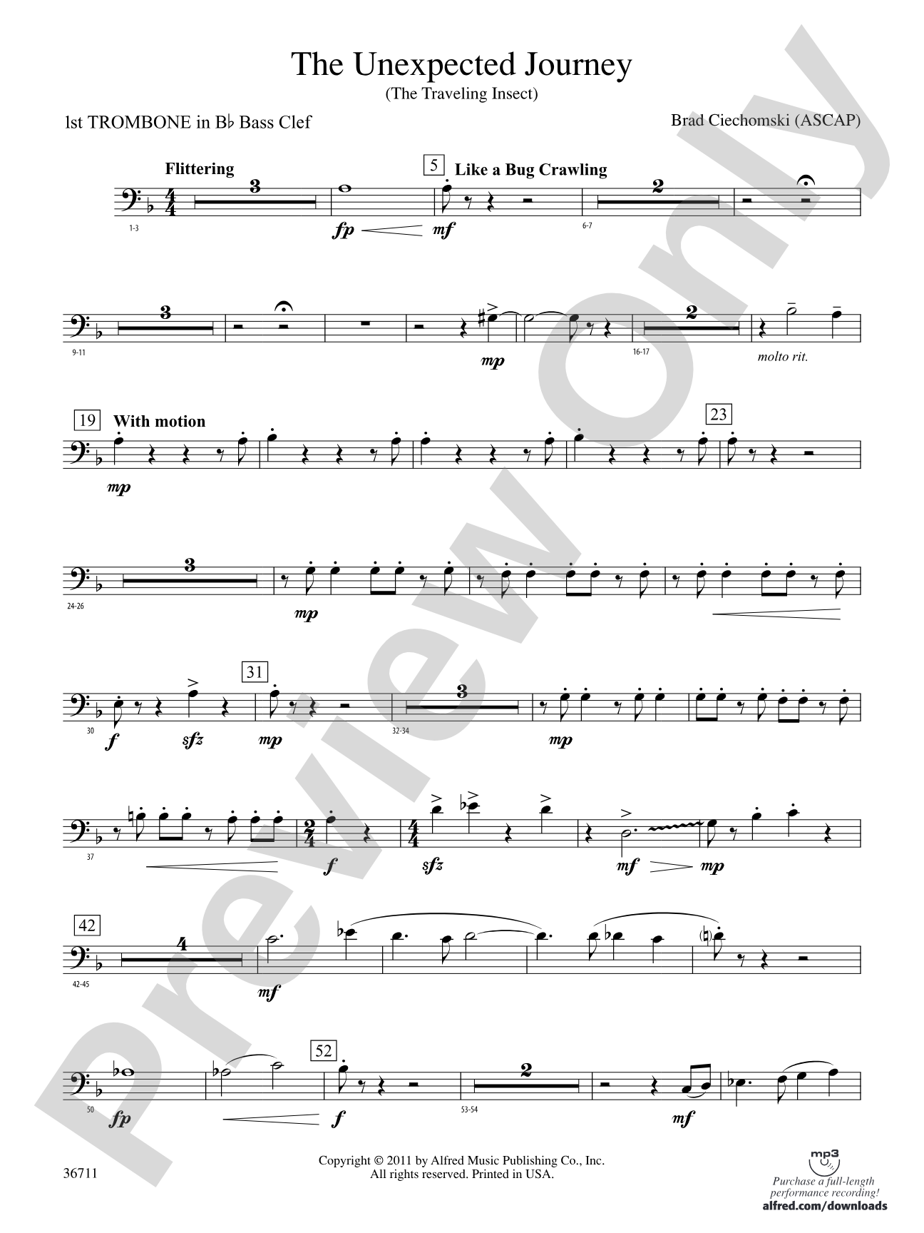 The Unexpected Journey: (wp) 1st B-flat Trombone B.C.