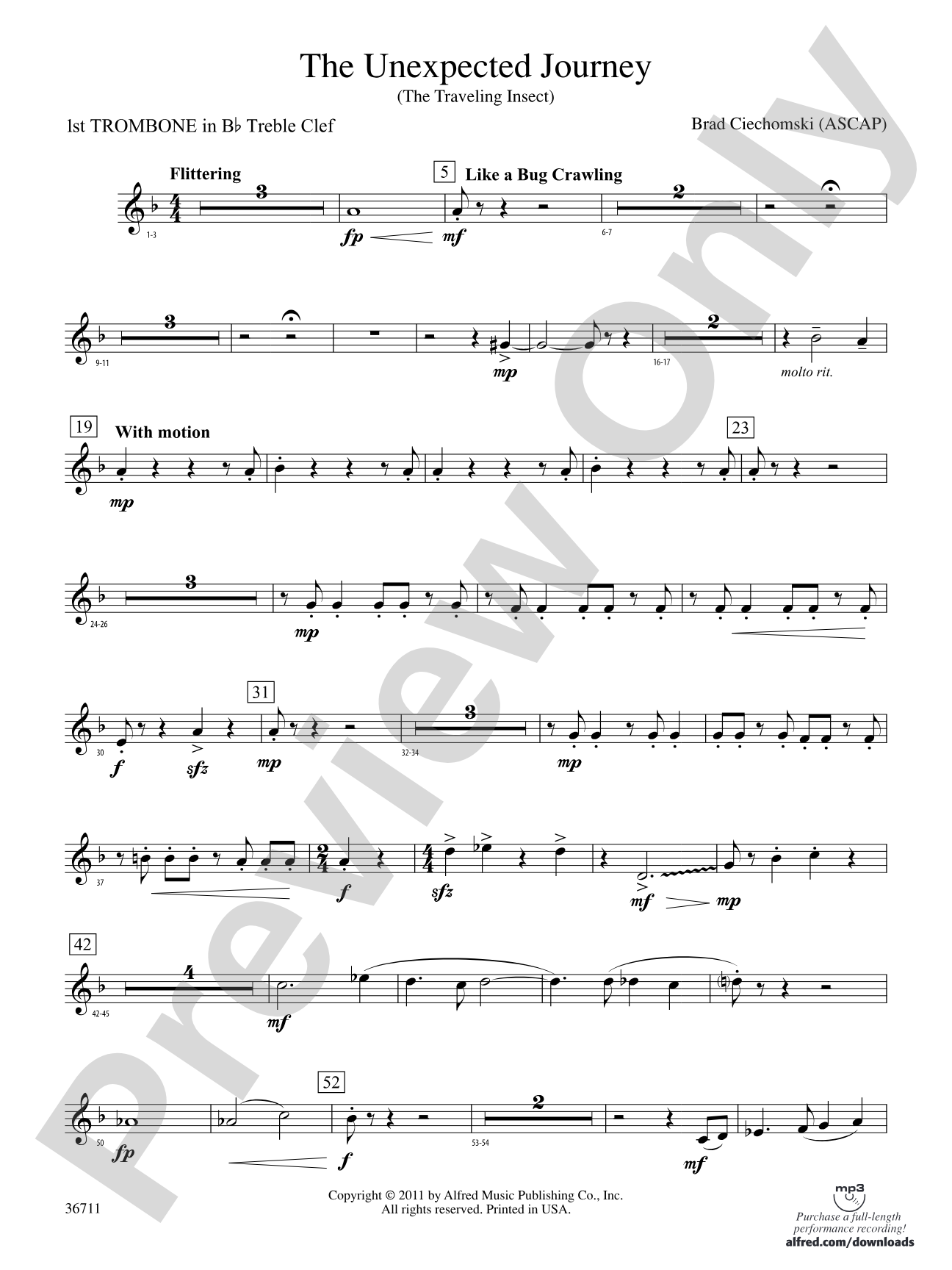 The Unexpected Journey: (wp) 1st B-flat Trombone T.C.