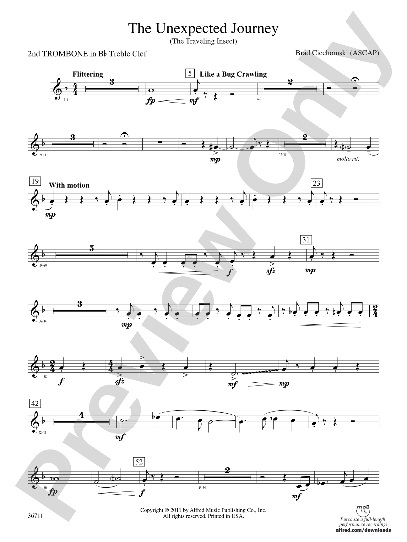 The Unexpected Journey: (wp) 2nd B-flat Trombone T.C.