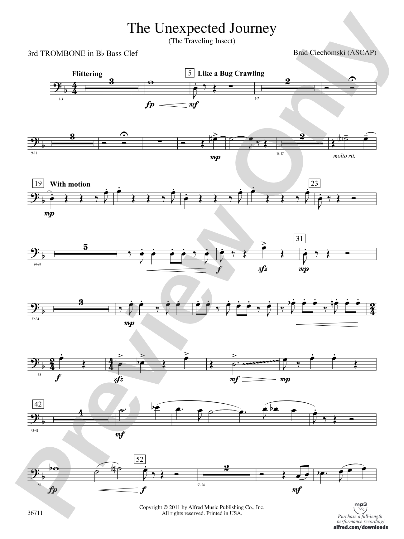 The Unexpected Journey: (wp) 3rd B-flat Trombone B.C.