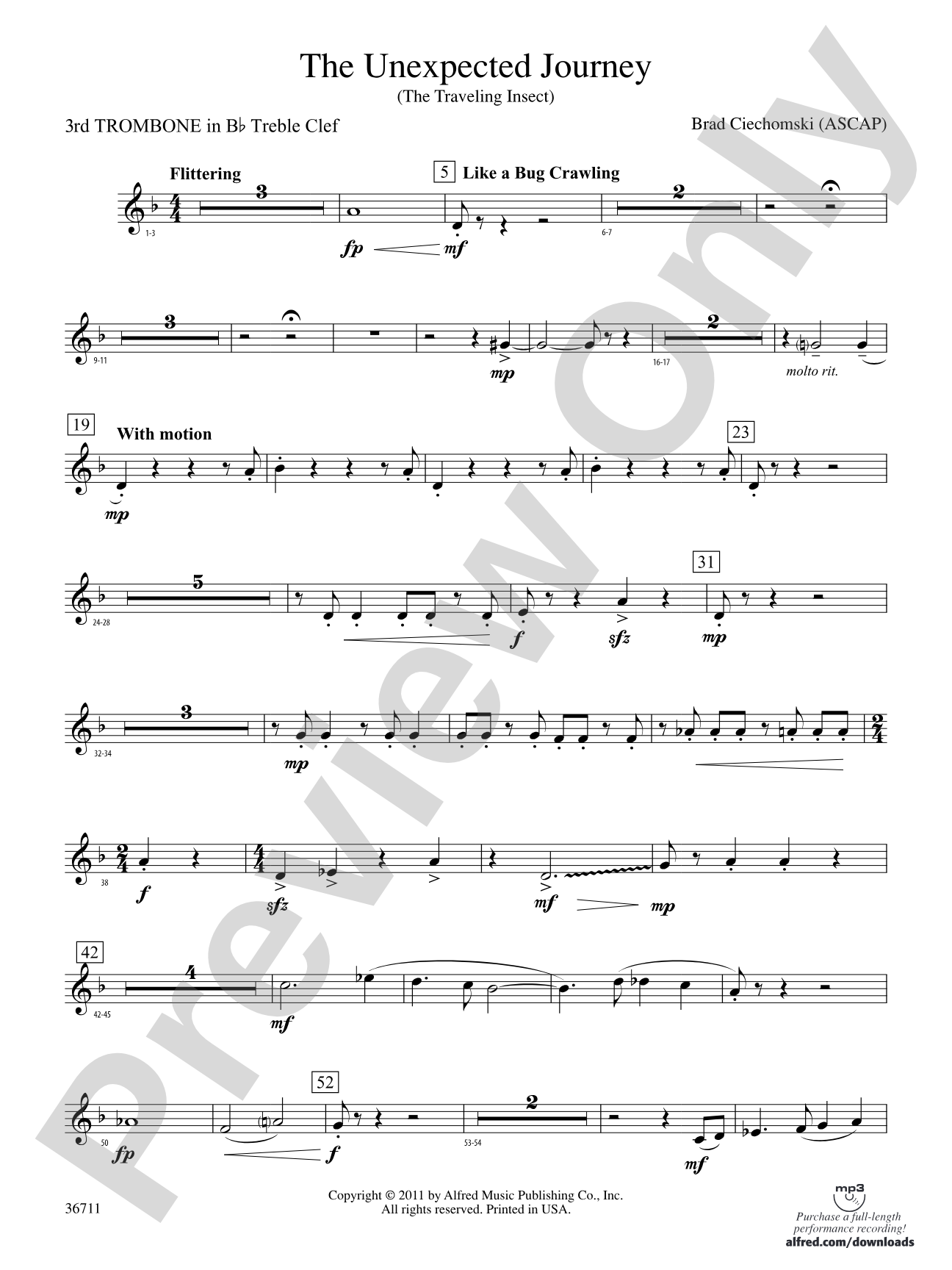 The Unexpected Journey: (wp) 3rd B-flat Trombone T.C.