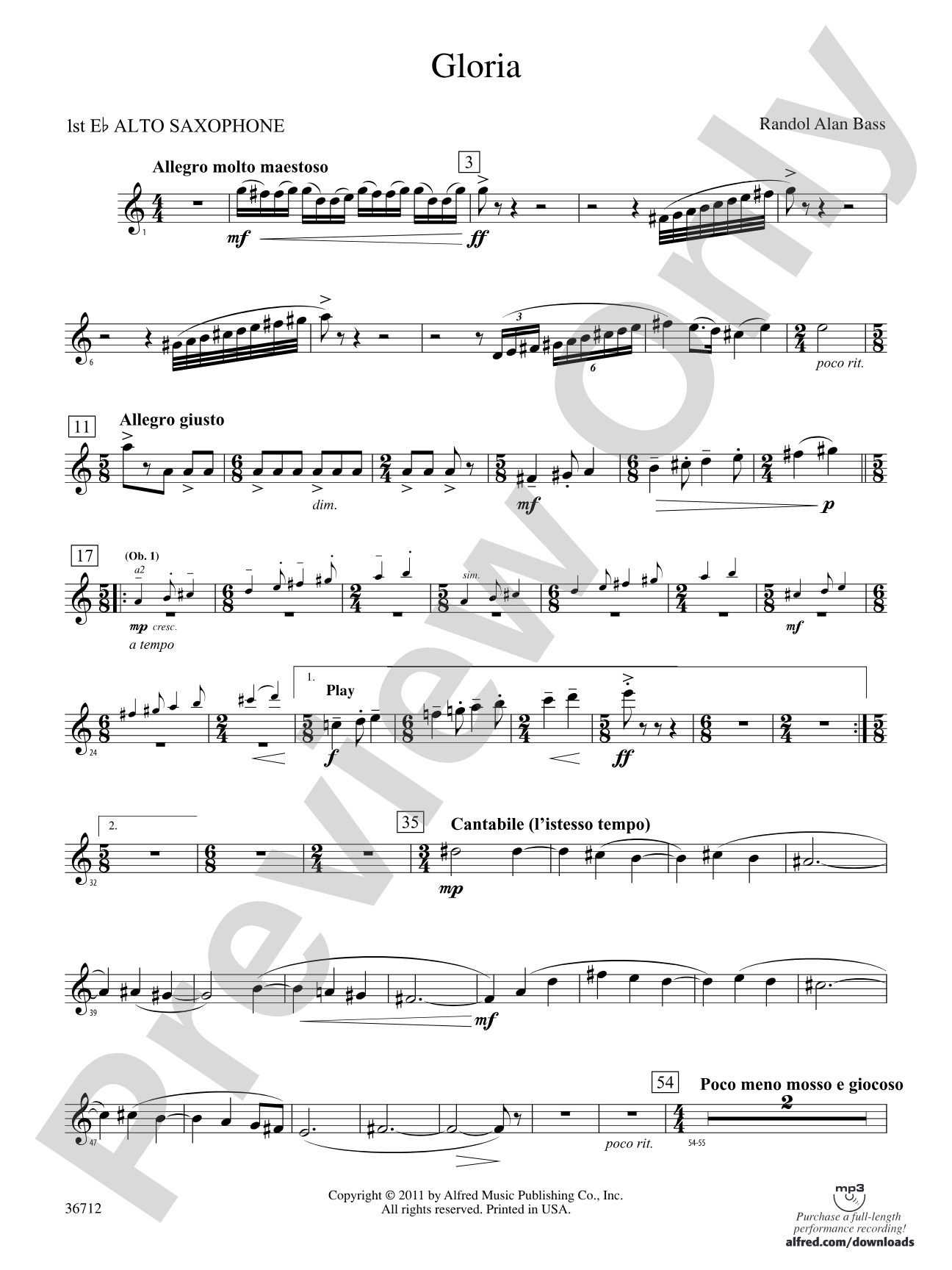Gloria: E-flat Alto Saxophone