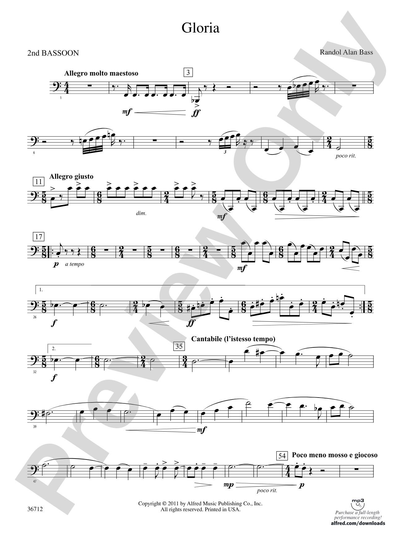 Gloria: 2nd Bassoon