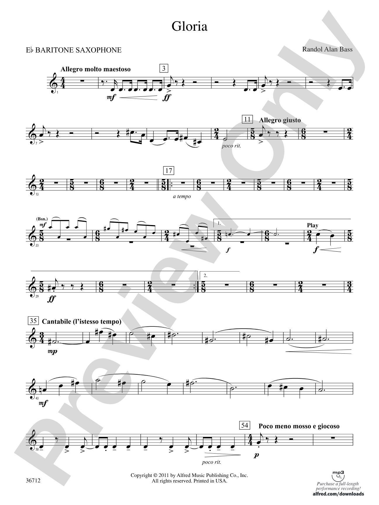Gloria: E-flat Baritone Saxophone