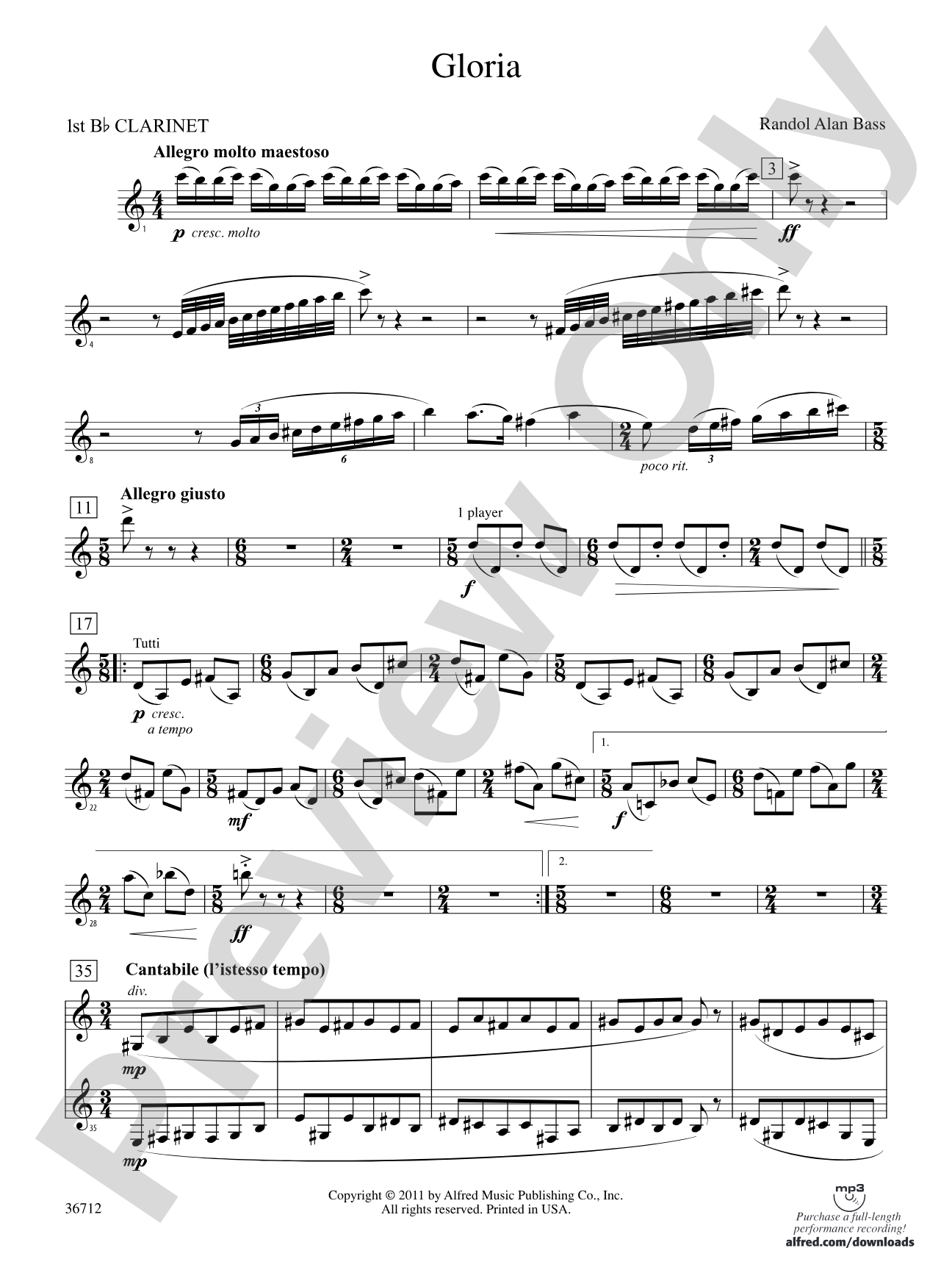 Gloria: 1st B-flat Clarinet
