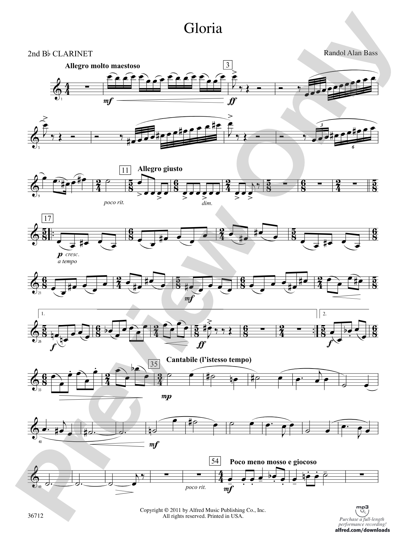 Gloria: 2nd B-flat Clarinet