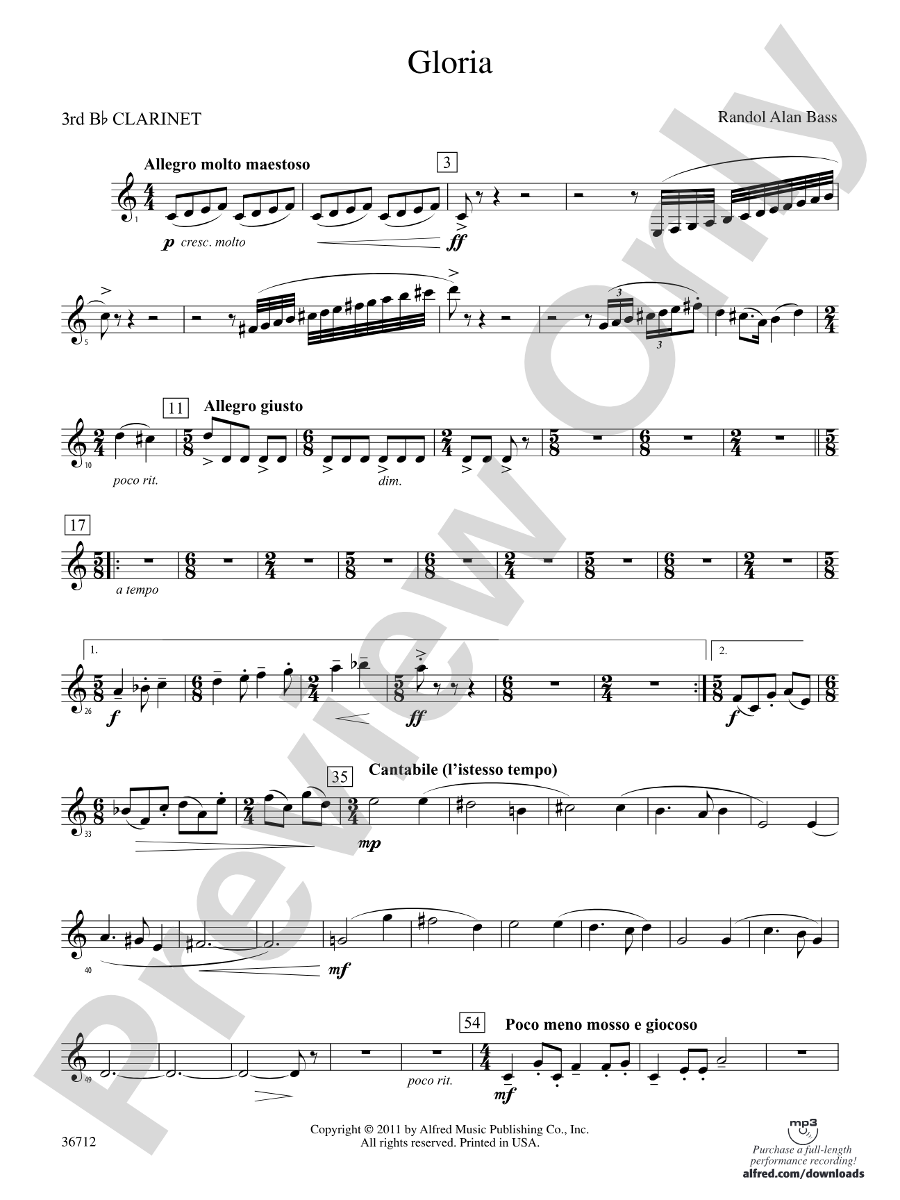 Gloria: 3rd B-flat Clarinet
