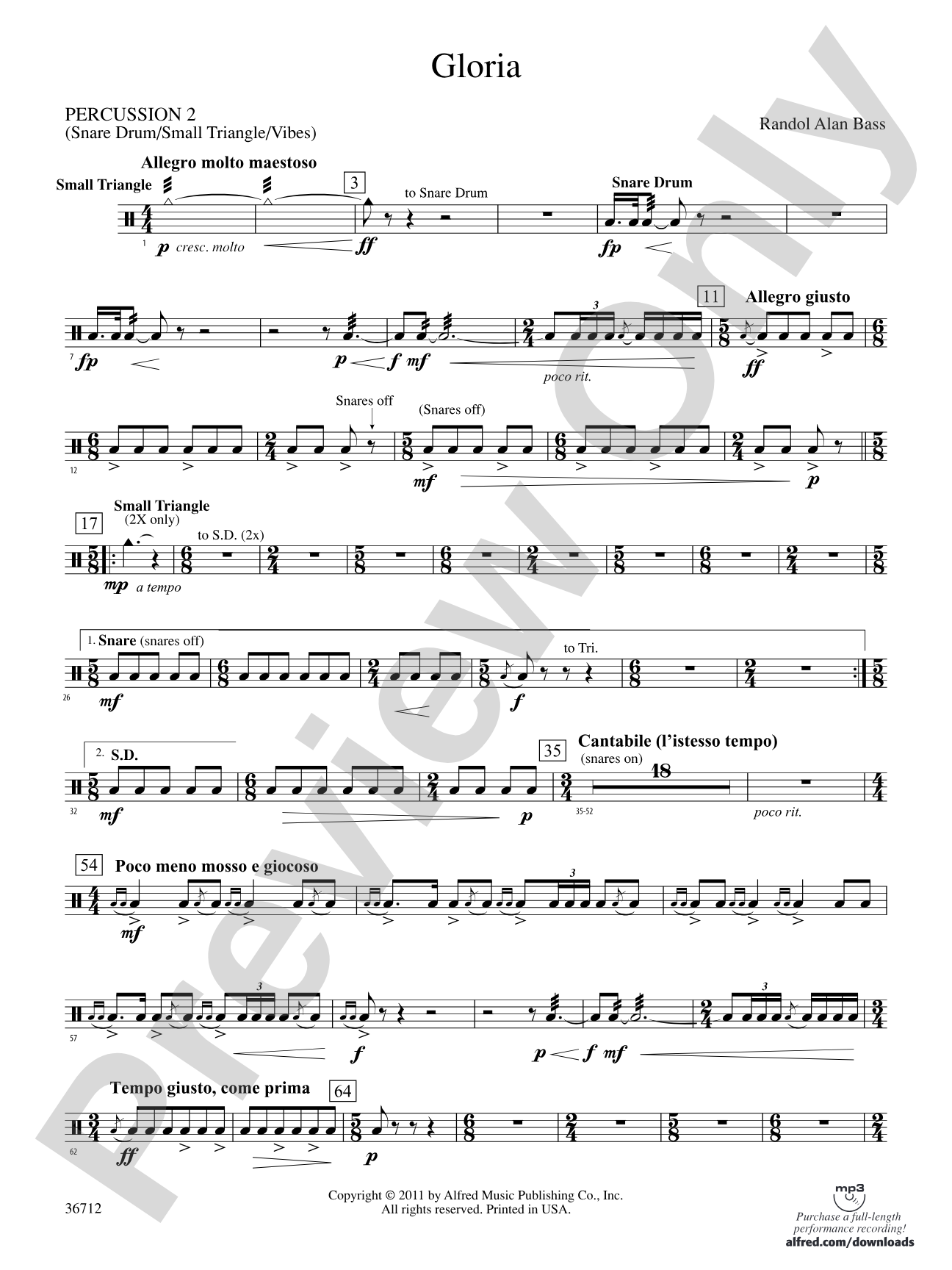 Gloria: 2nd Percussion