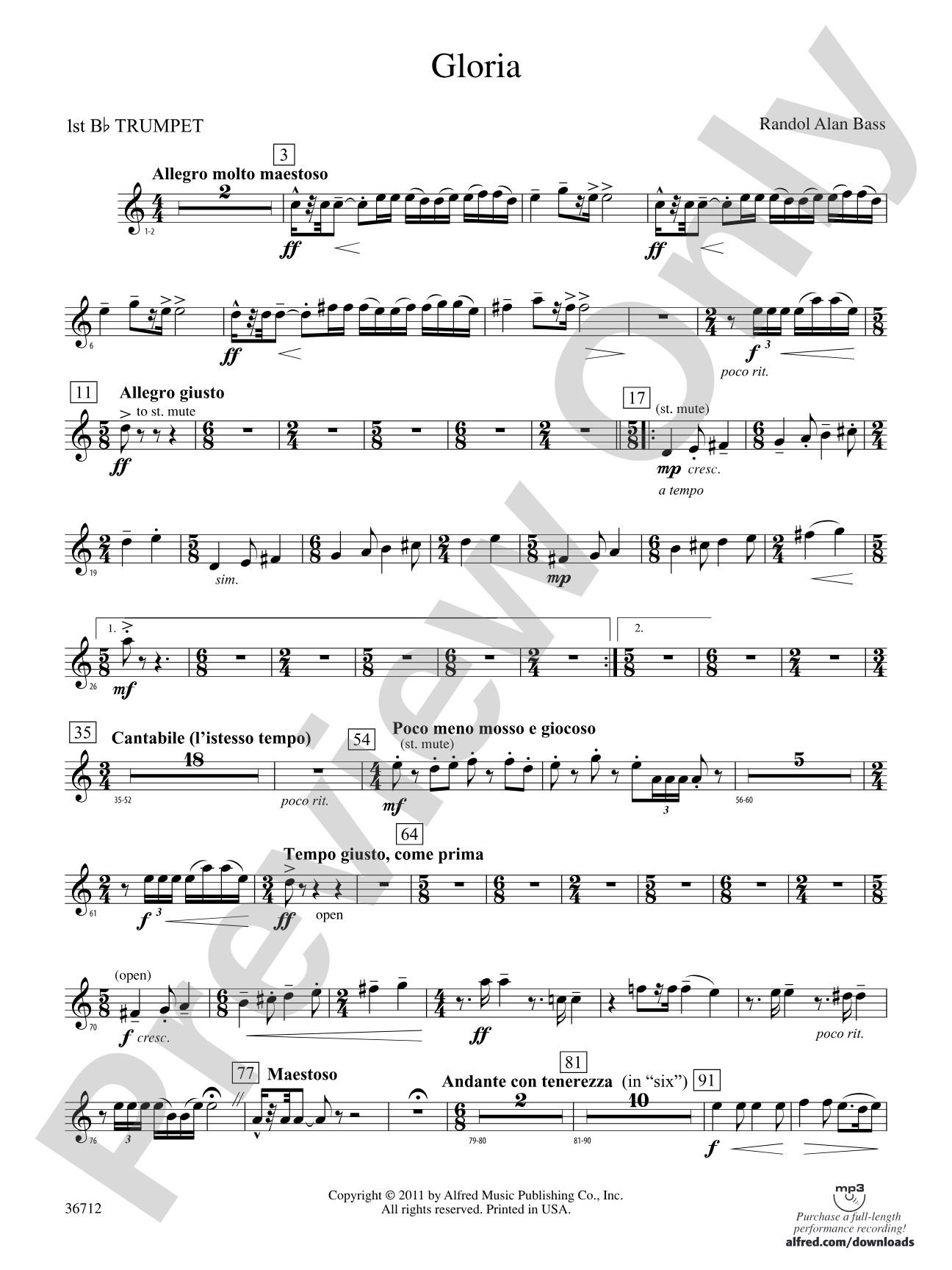 Gloria: 1st B-flat Trumpet