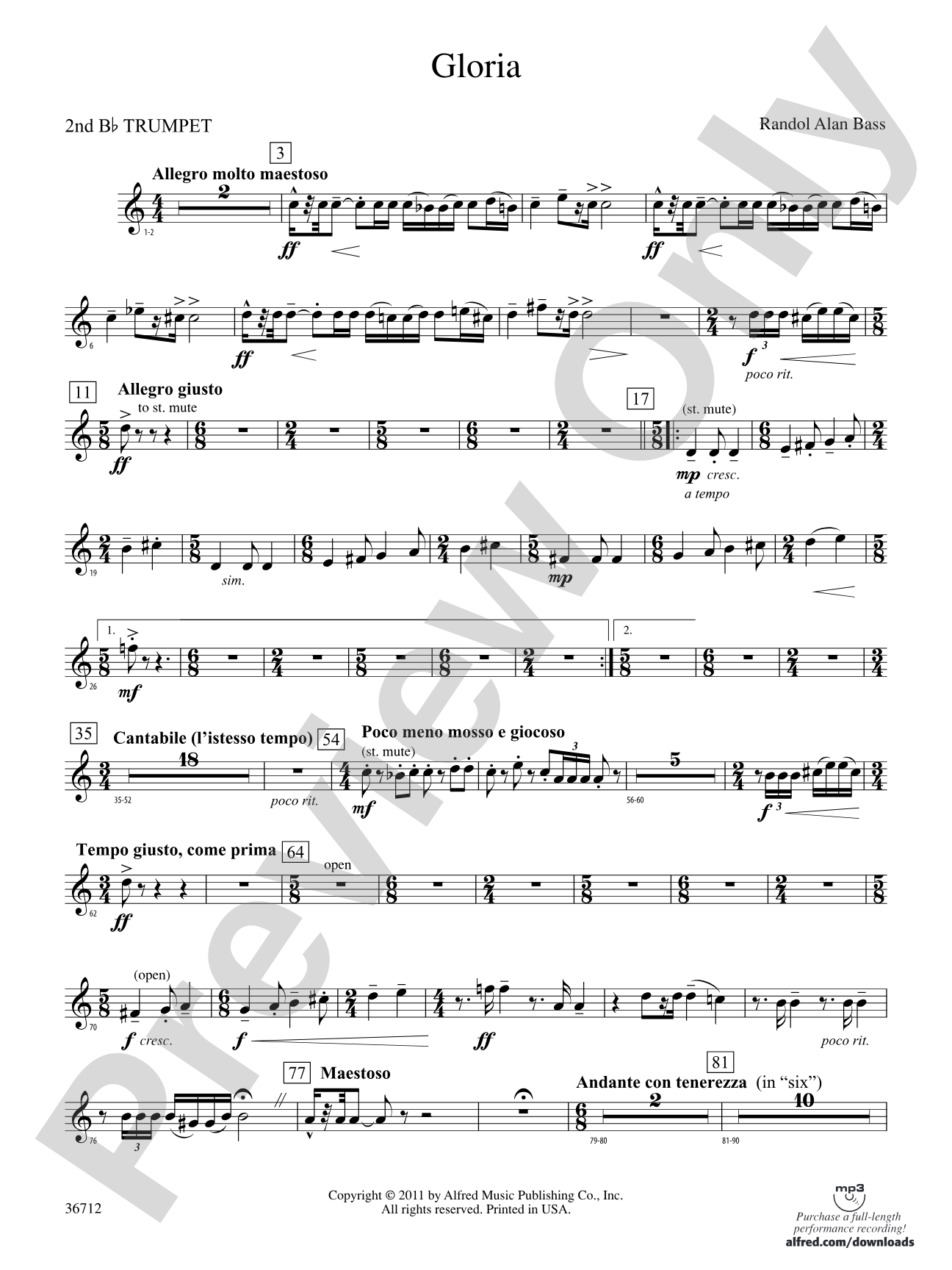 Gloria: 2nd B-flat Trumpet