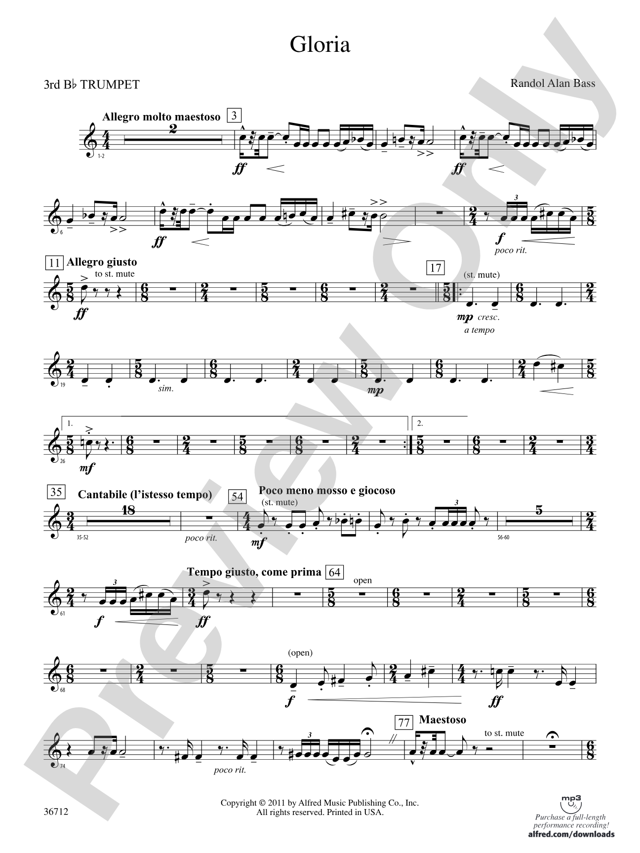 Gloria: 3rd B-flat Trumpet