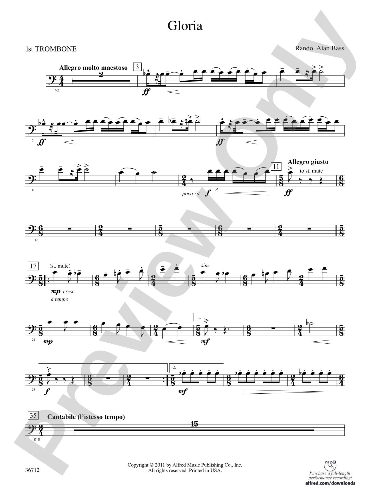 Gloria: 1st Trombone