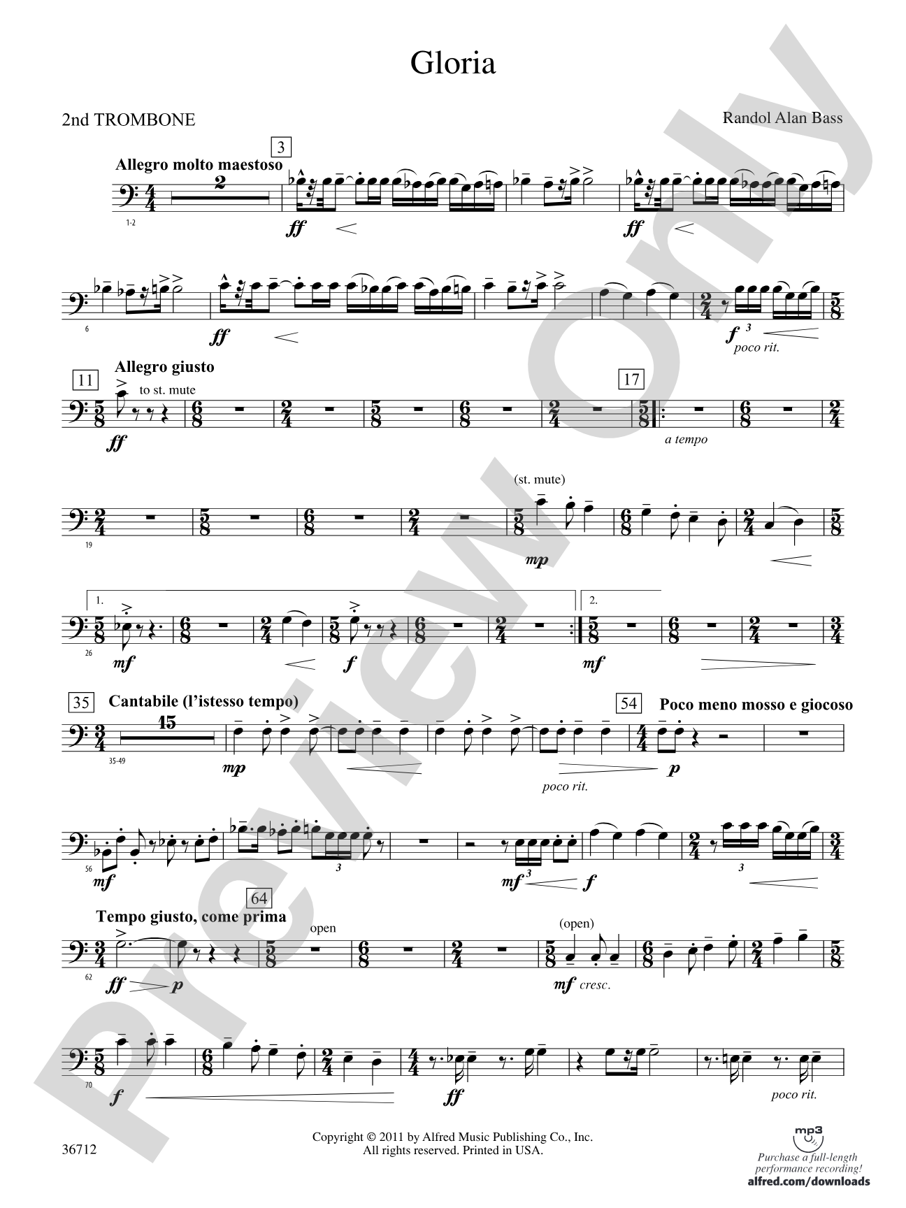 Gloria: 2nd Trombone