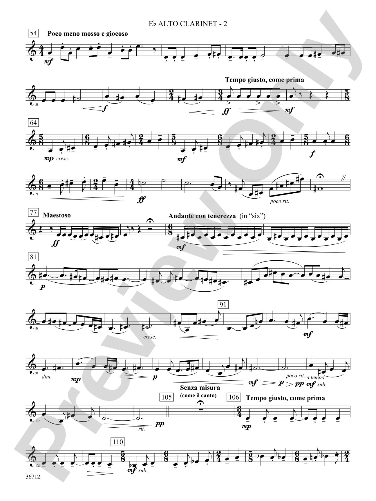 Gloria: (wp) E-flat Alto Clarinet
